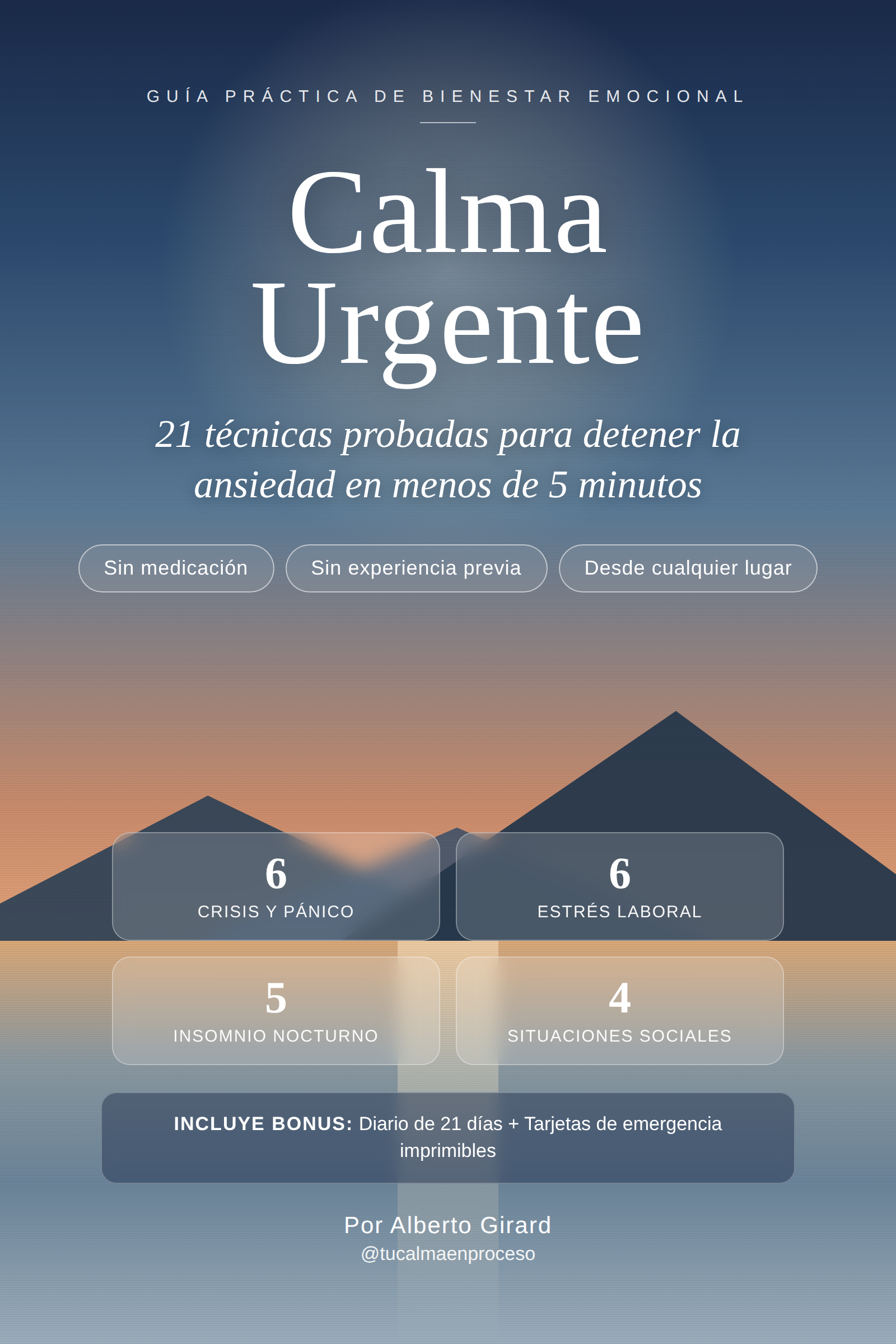 Portada del ebook Calma Urgente, 21 técnicas contra la ansiedad.