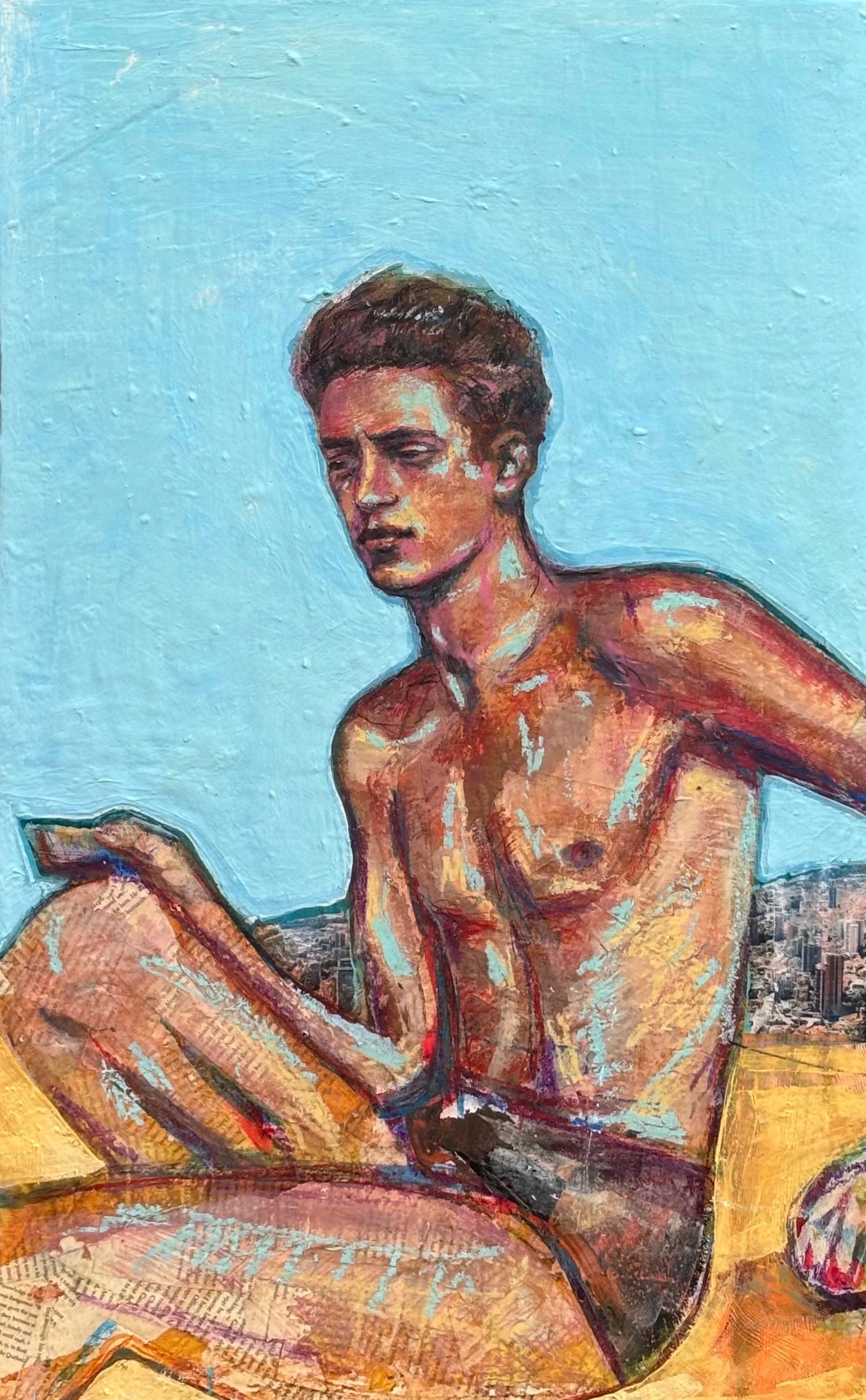 HOT SANDS //
Mixed media on wood panel //
51.3 cm x 83.8 cm 2 cm //
MMXXV