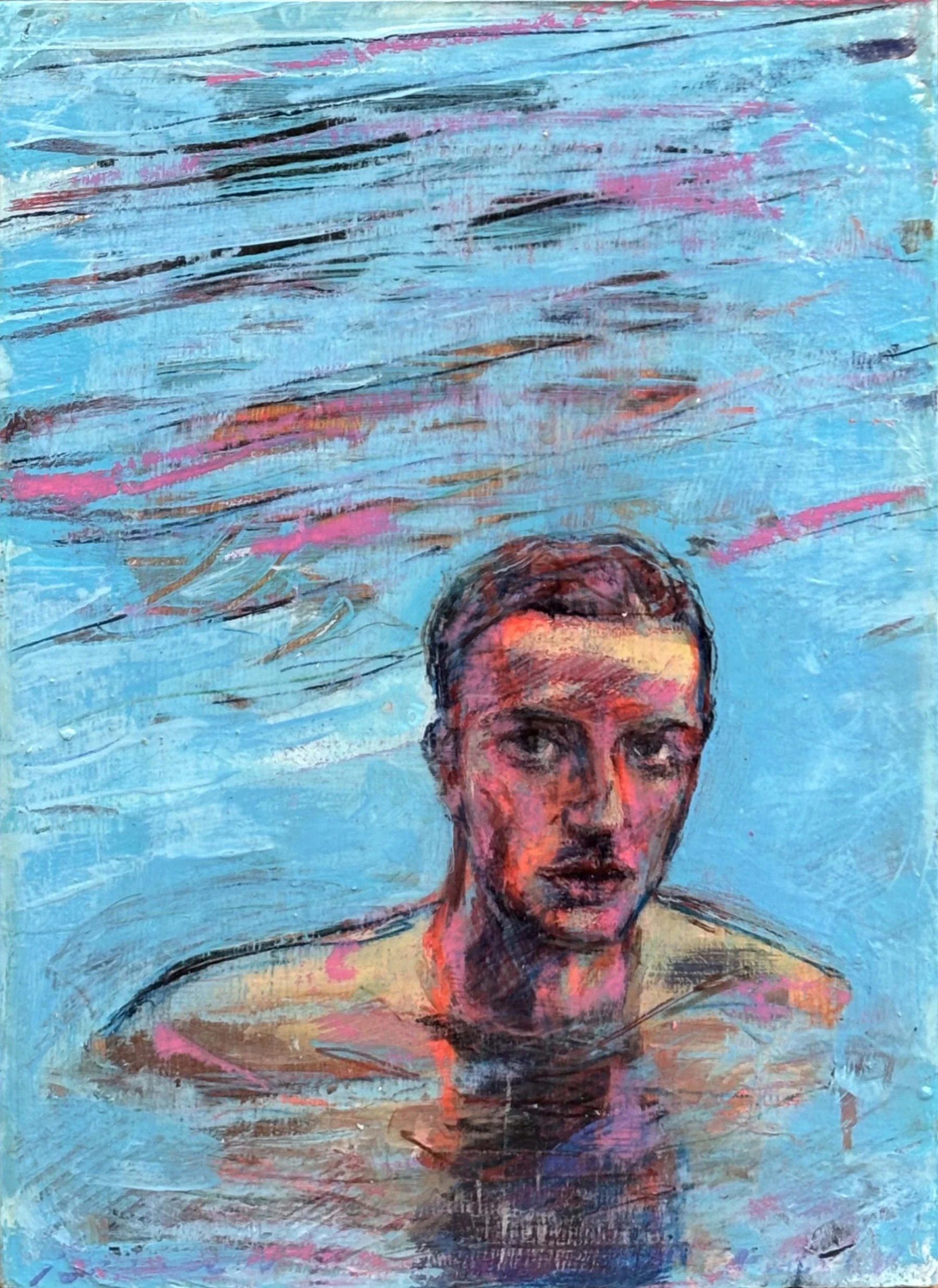 HYLAS AKA THE SWIM //
Mixed media on wood panel //
25.5 cm x 35 cm 2.5 cm //
MMXXV