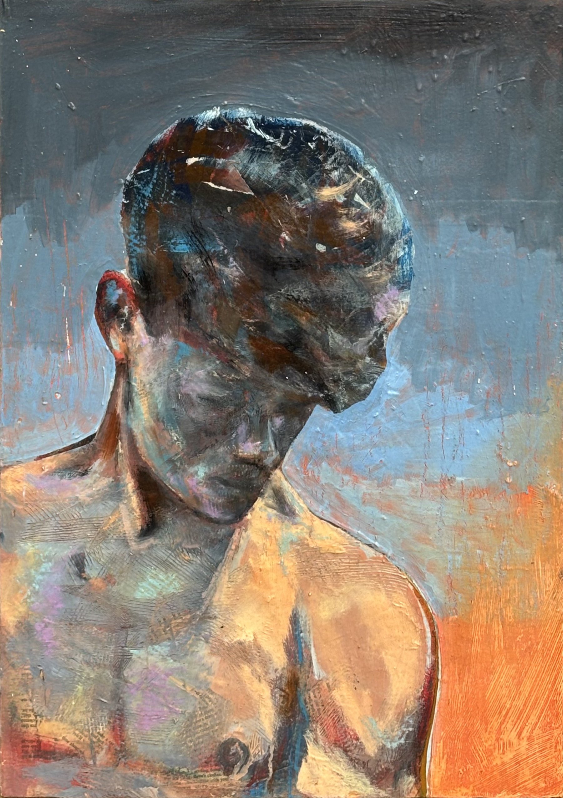 
LES BEAUX CHEVEUX  //
Mixed media on wood panel //
42 cm 59 cm x 2 cm //
MMXXV