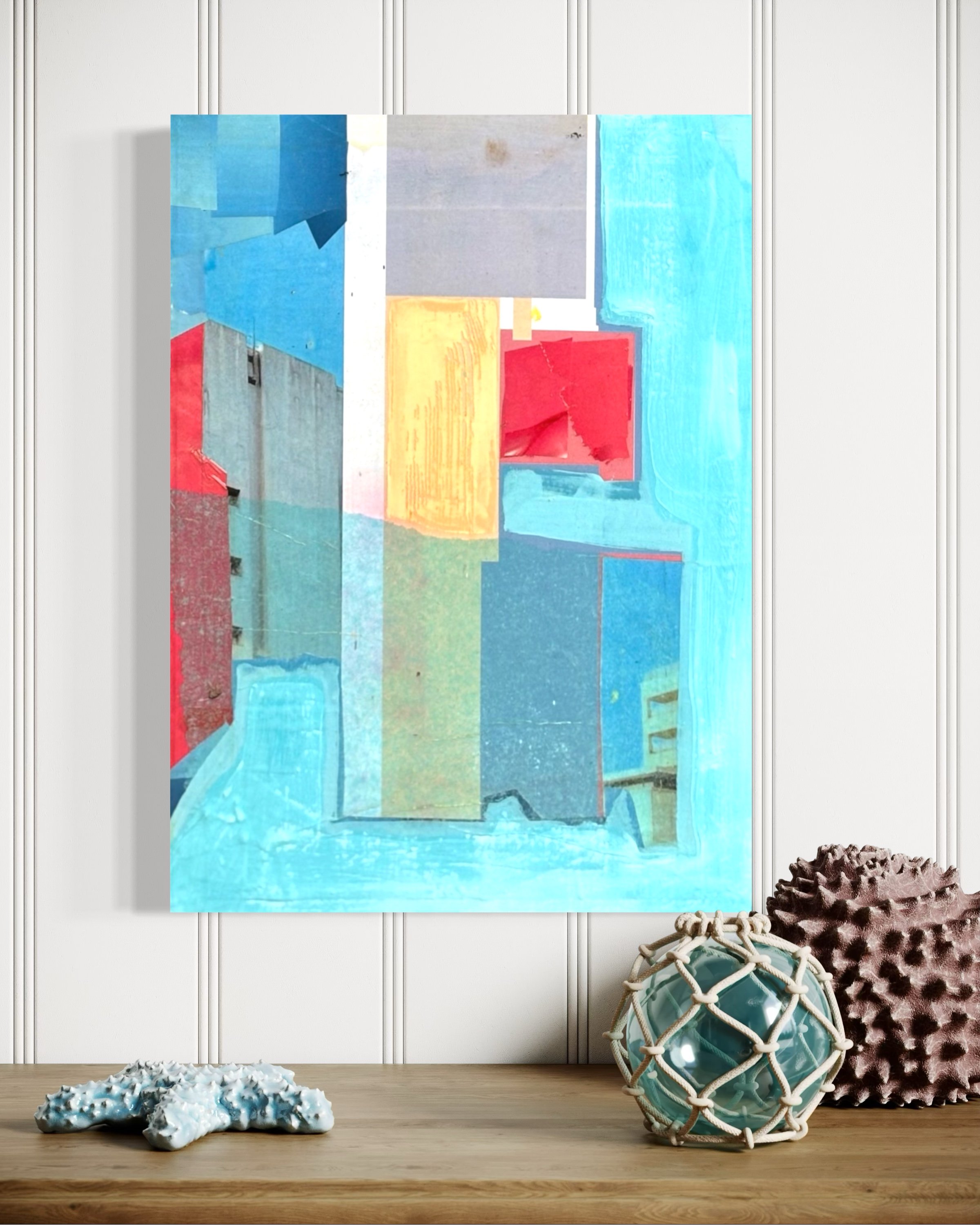 ESTATE IN BLUE //
Mixed media on wood panel  //
25.5 cm x 35 cm x 2.5 cm // 
MMXXV