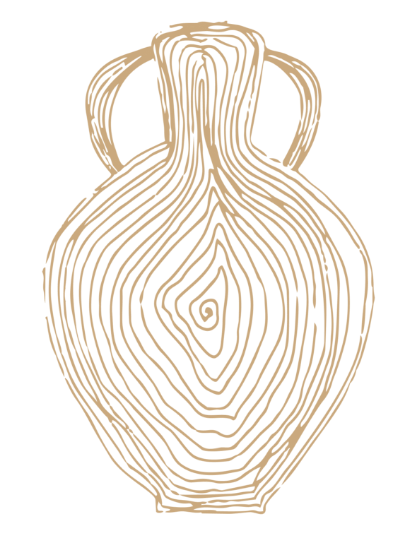 Illustration d'un vase en ligne continue représentant une empreinte de doigt stylisée.