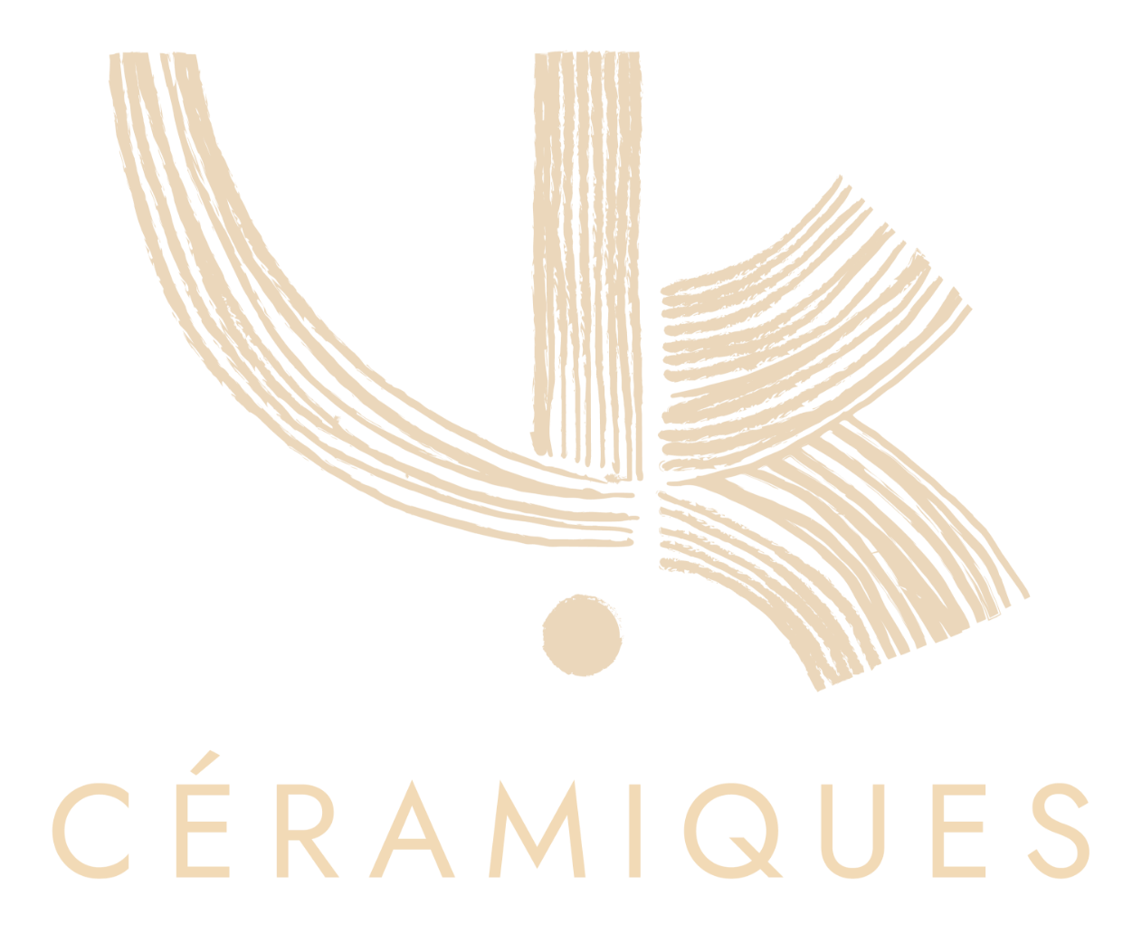 Logo de la société Céramiques, featuring une illustration abstraite en forme de cercle avec des lignes et des courbes, et le mot 'CÉRAMIQUES' en dessous.