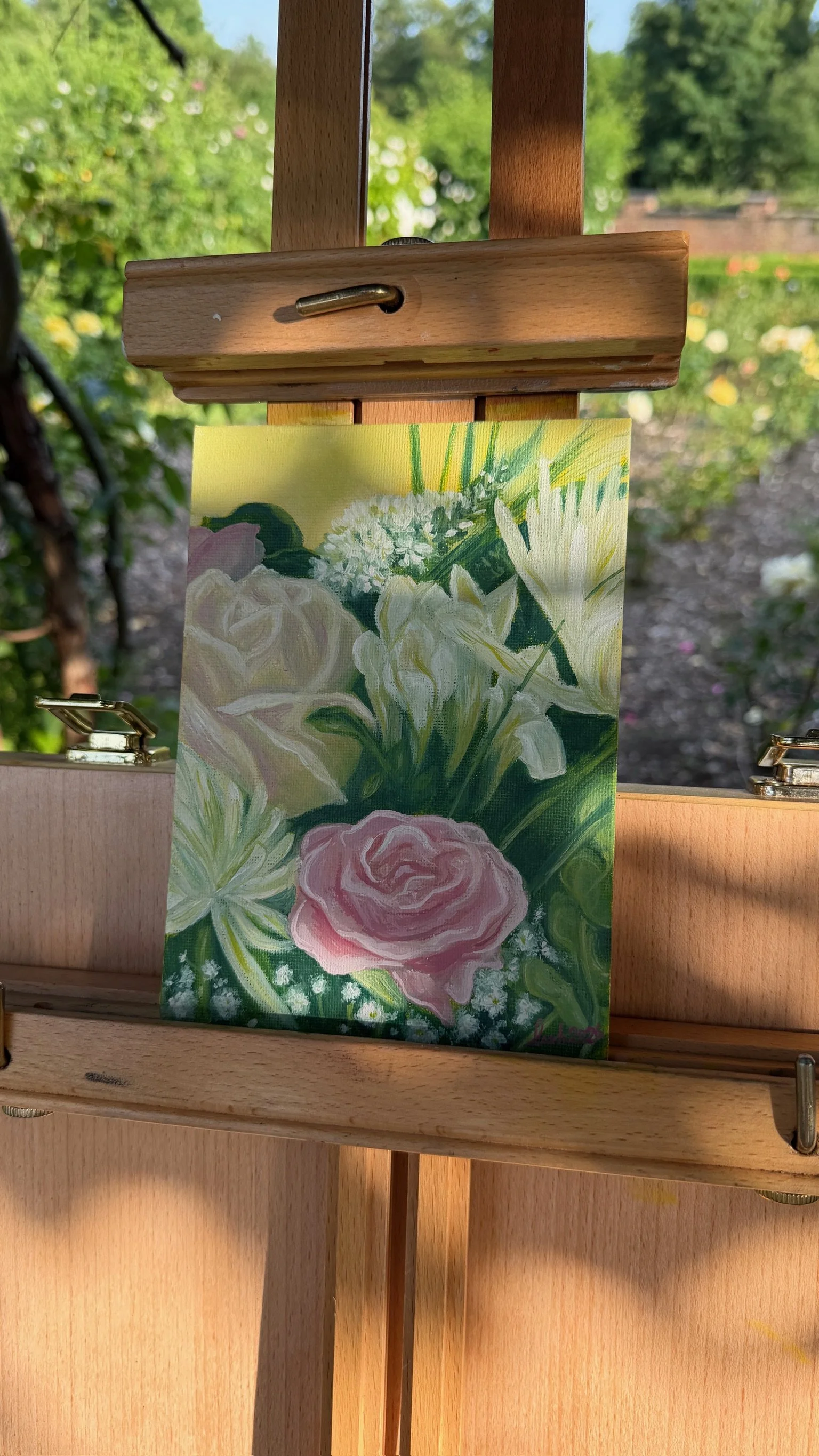 Live wedding painting of the brides flower bouquet on her special day