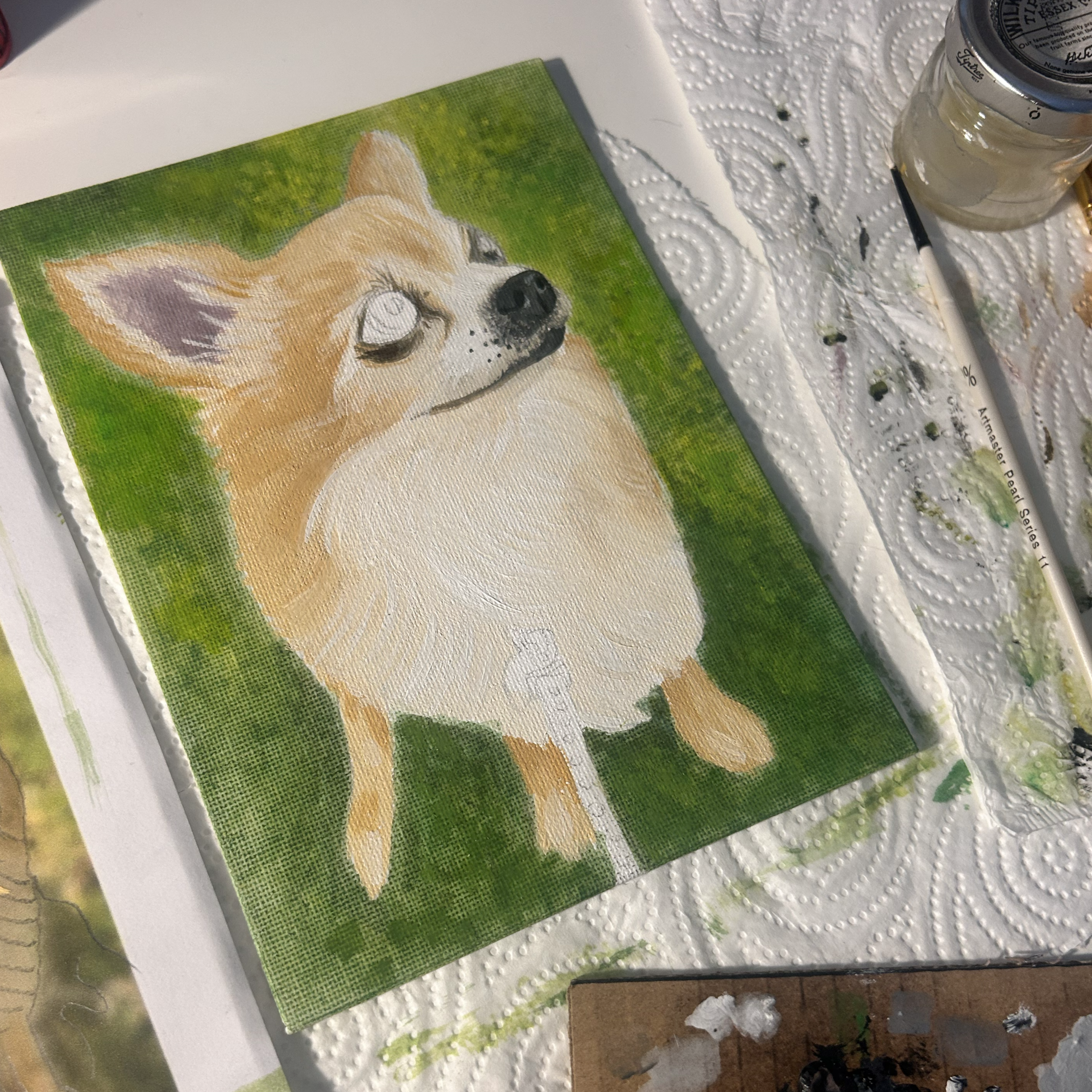 Minnie the dog on canvas