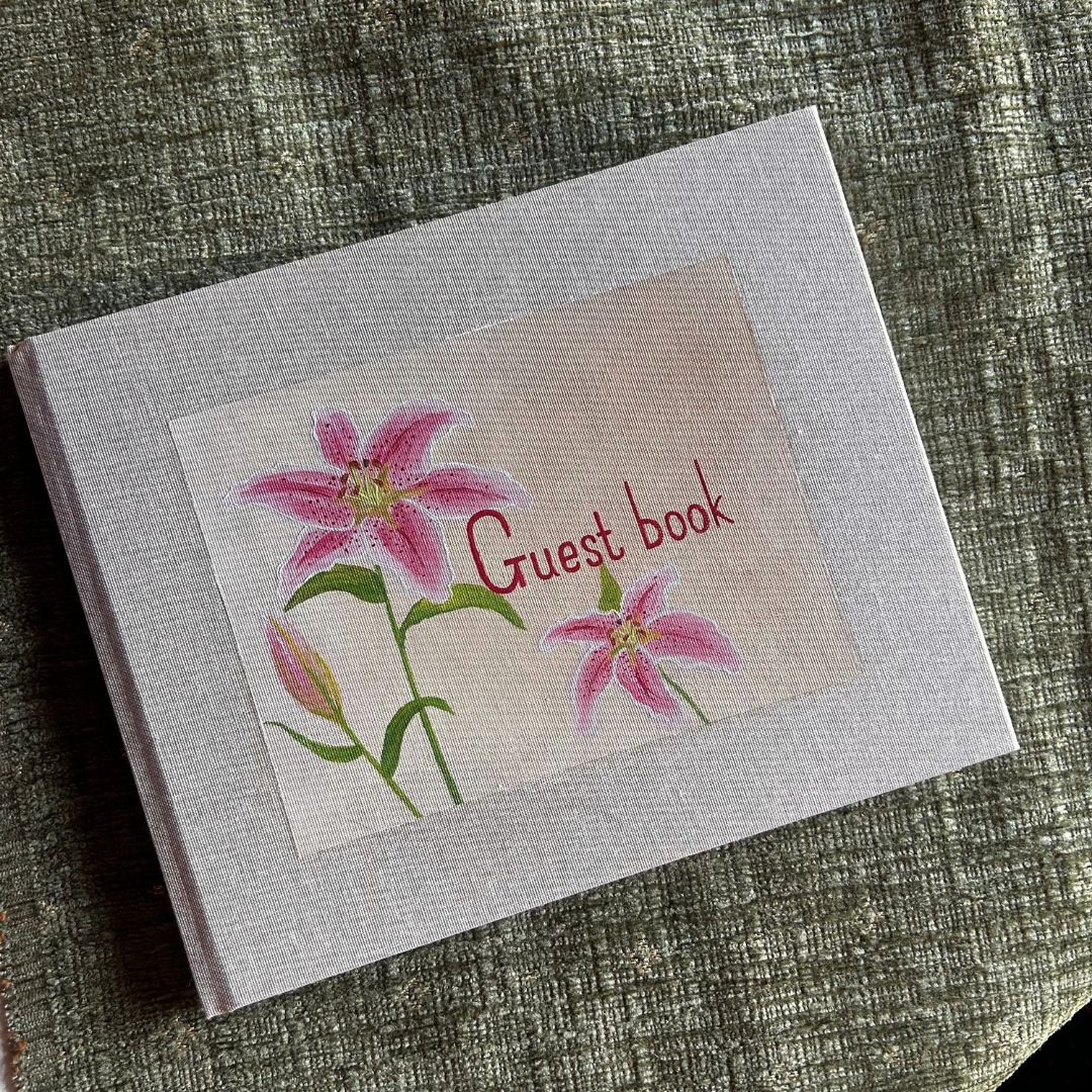 Hand-Painted Pre-Made Guestbook - Pink Lilies