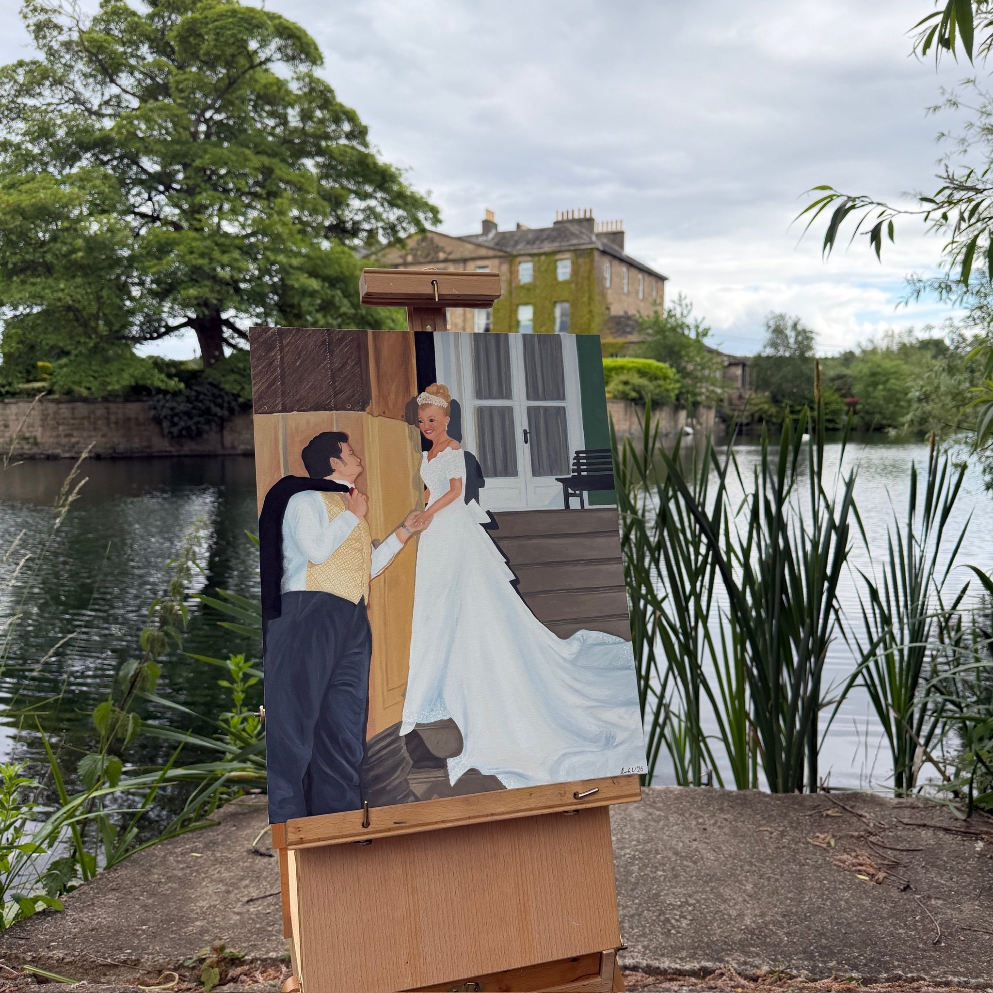 Live wedding painting at Waterton Park wedding venue