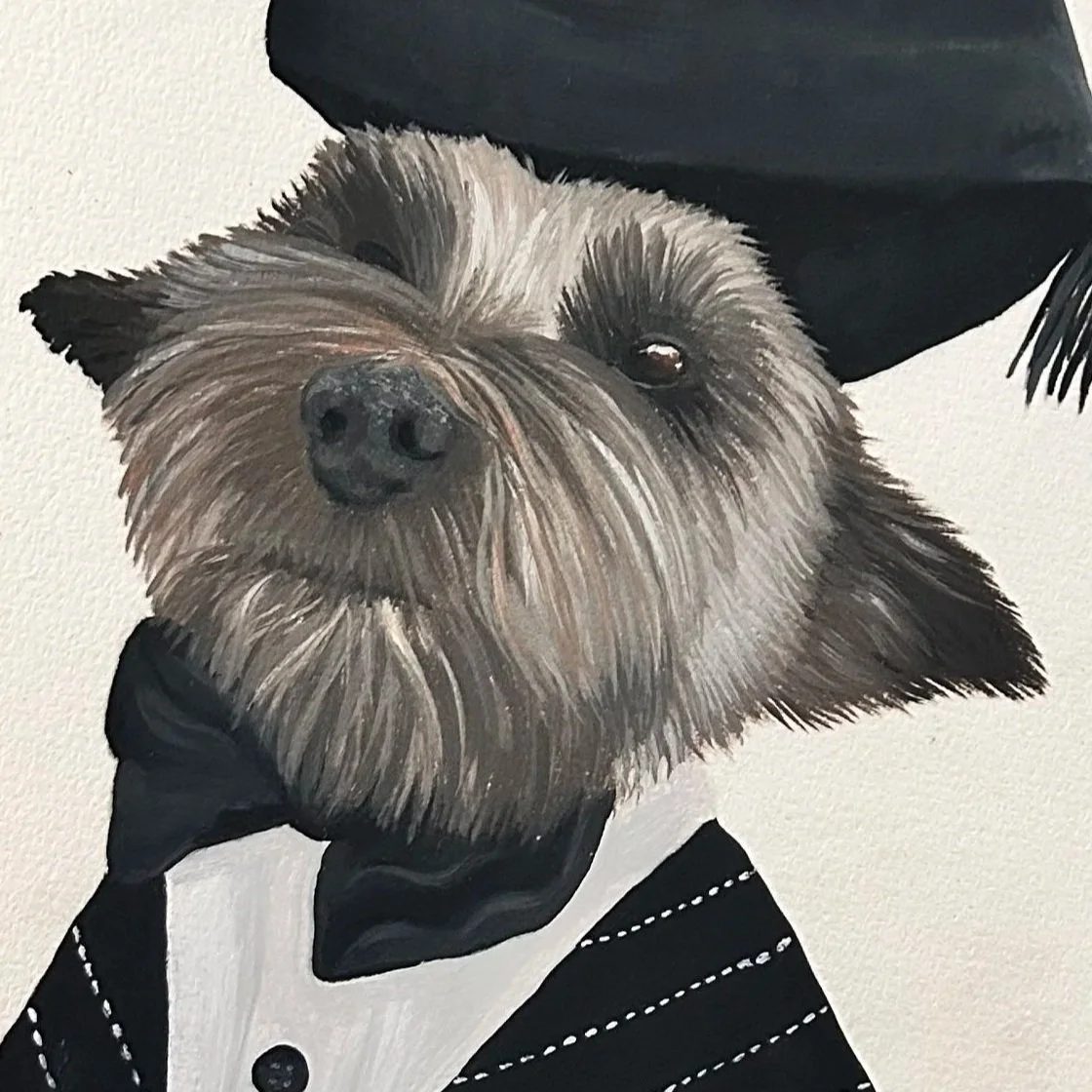 Oil painting of Hendricks the dog