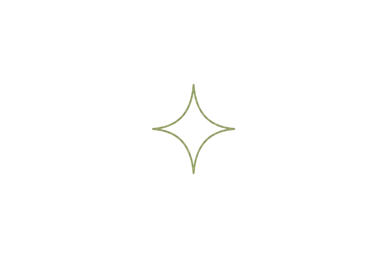 Forma de estrella de cuatro puntas en color verde sobre fondo blanco.