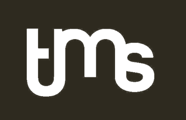 Stylized white lowercase 'tms' logo on a black background.