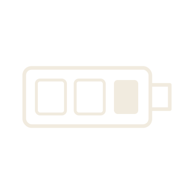 Battery charge indicator showing low charge level.