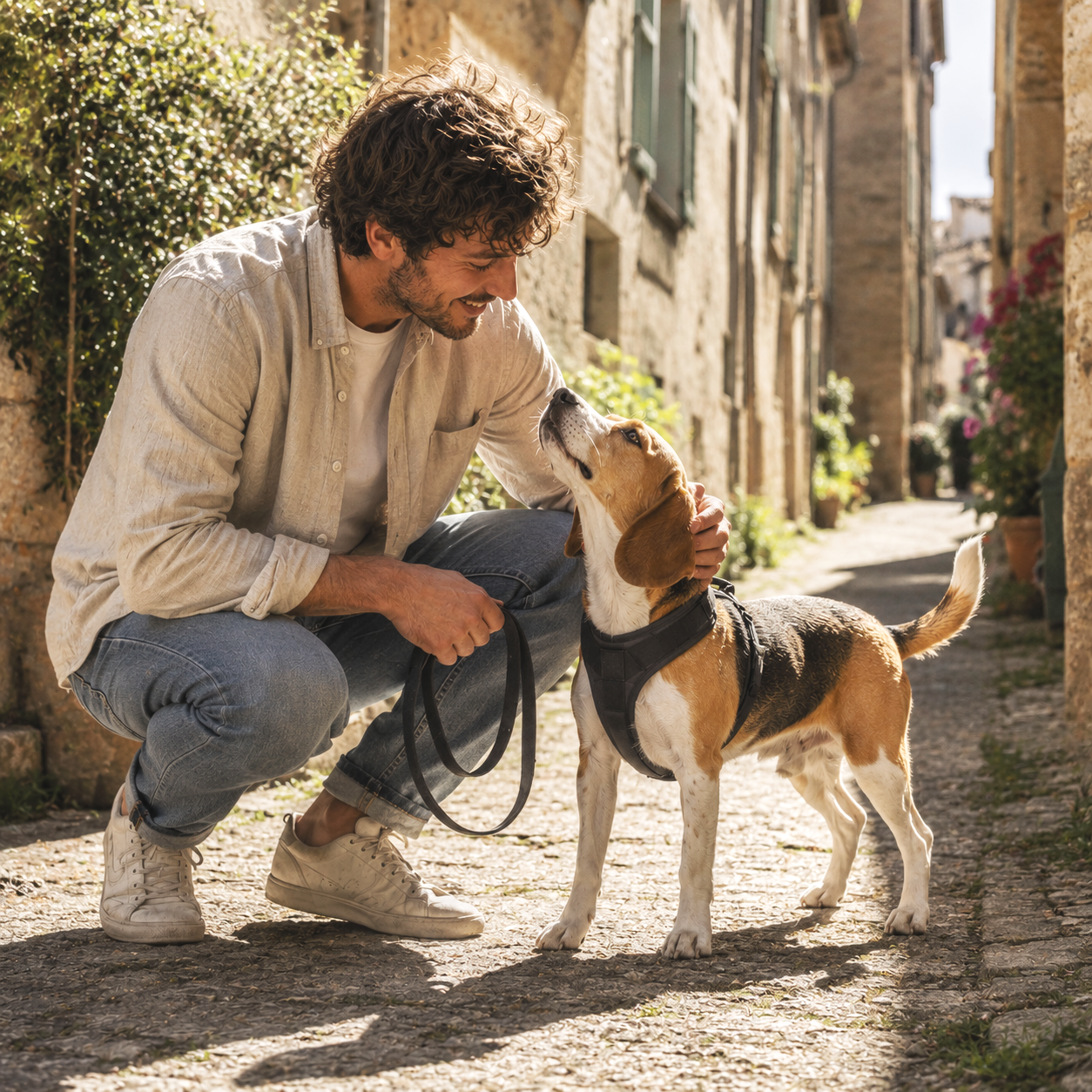 mann mit hund, grundlagentraining, hundetraining basics, positive verstärkung, beziehung