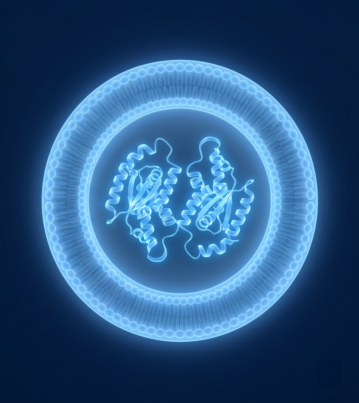 an intact enzyme safely enclosed in a liposome on the right