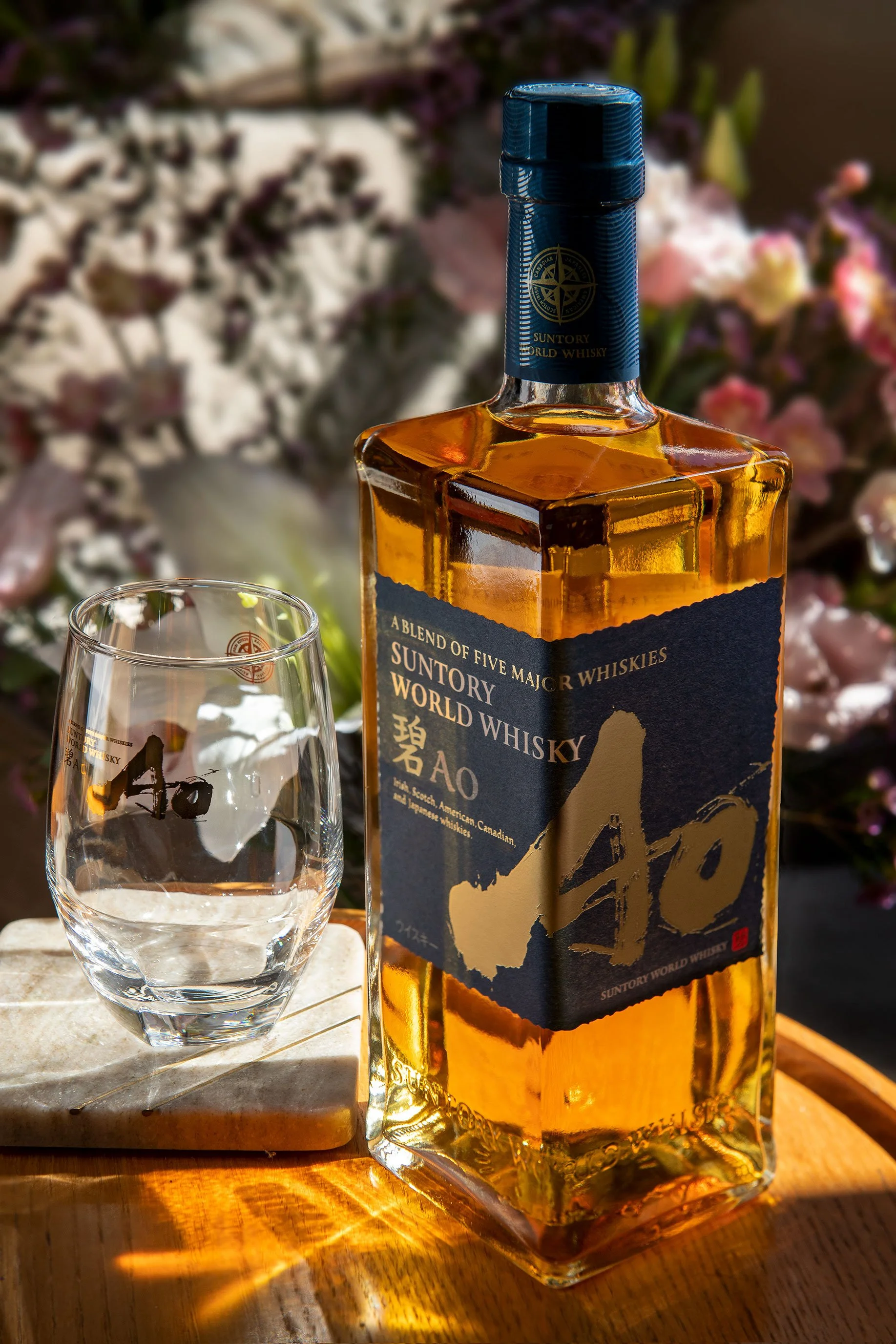 Ao, Japanese whisky, produce shot.