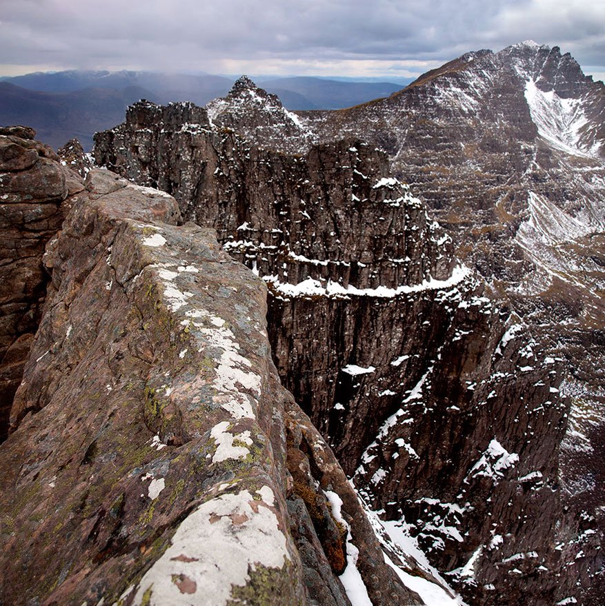 Narrow ridge on Beinn Alligin in Torridon.