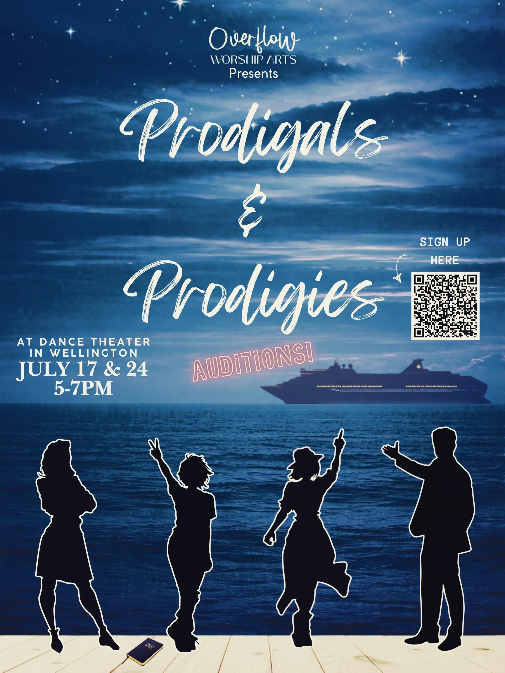 🌊✨ AUDITIONS ARE OPEN! ✨🌊

Overflow Worship Arts presents Prodigals &amp; Prodigies &mdash; a powerful original production exploring redemption, identity, purpose, and the Father's heart.

We are looking for dancers, actors, and worship artists who