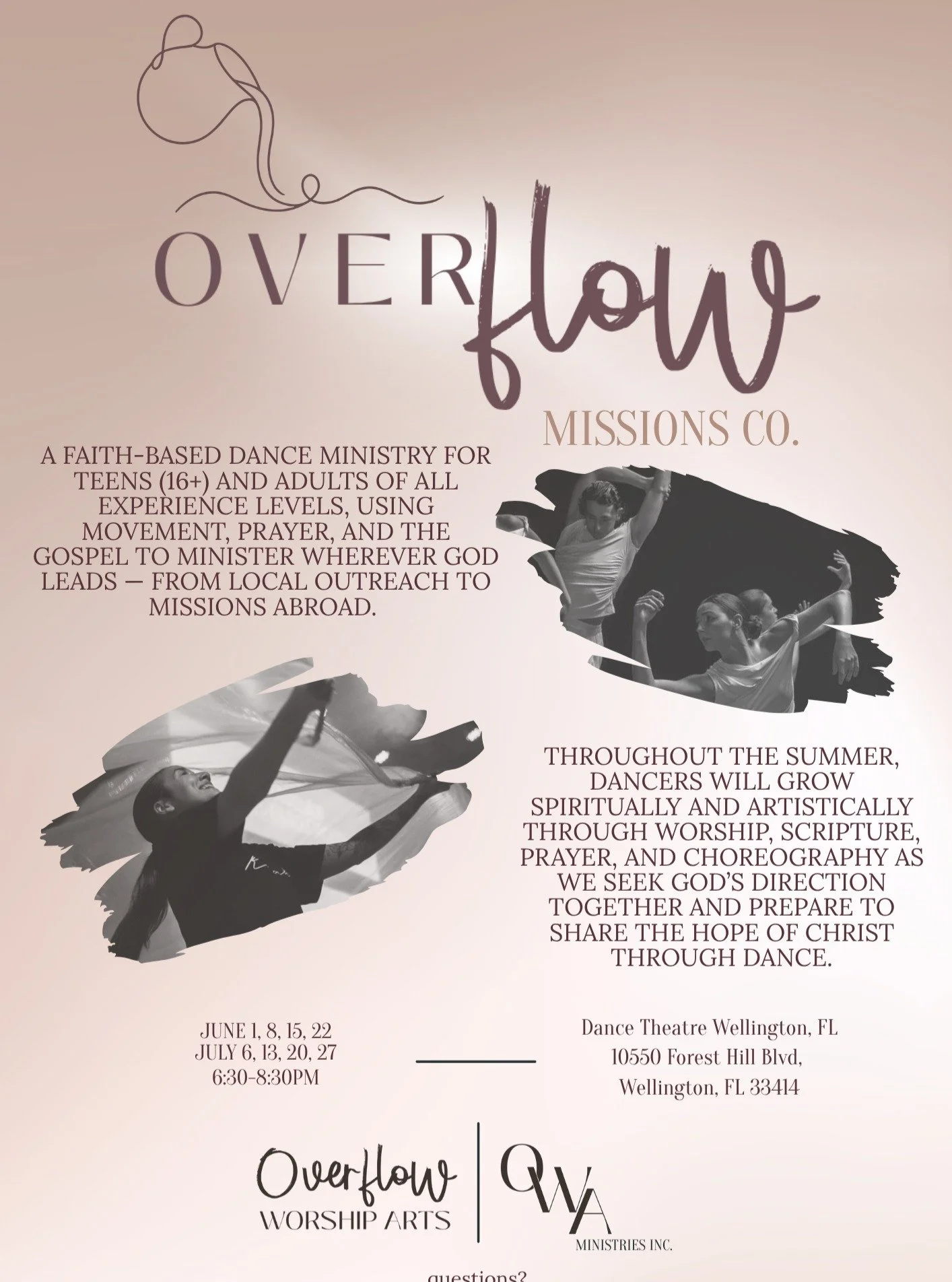 Overflow Missions Co.

WHAT WE WILL DO

We will minister through performances, worship, prayer, and sharing the Gospel in local communities, schools, recovery centers, churches, and outreach events.

Discipleship &amp; Training

We will train student