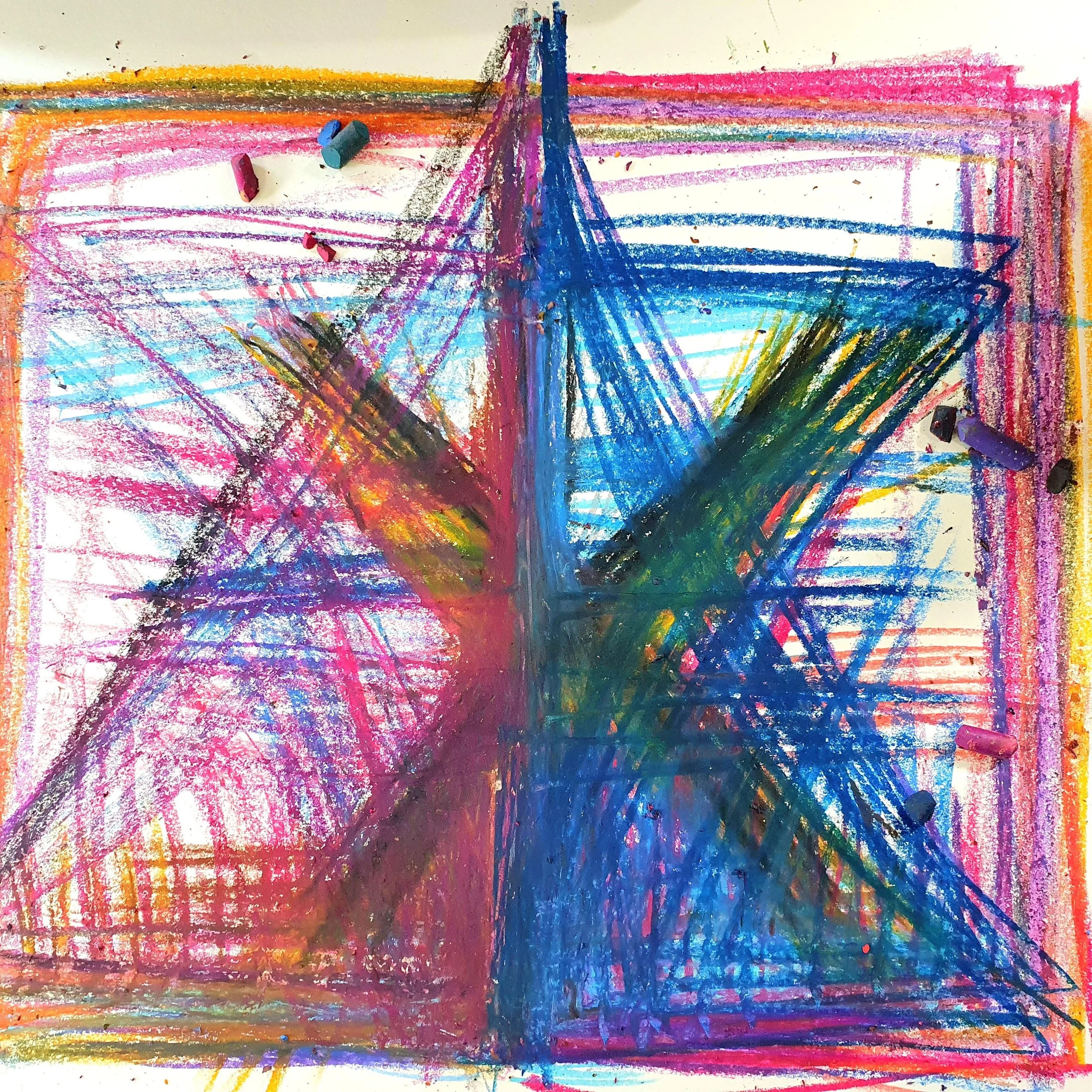 expressive guided drawing with oil pastels