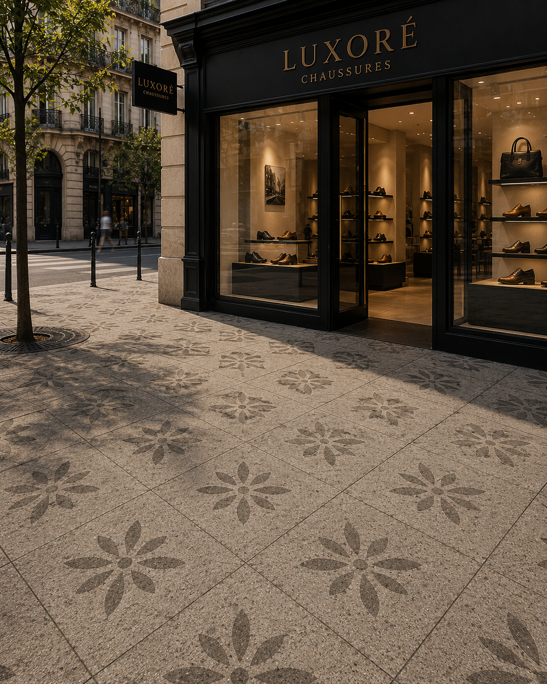 Reverse graffiti effet tapis d'accueil boutique par Art Clean Design Hérault