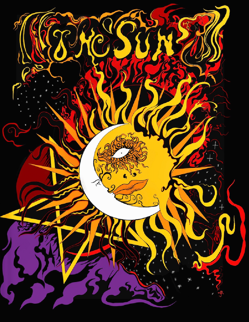 The Sun - Tarot Print - Psychedelic Art Nouveau