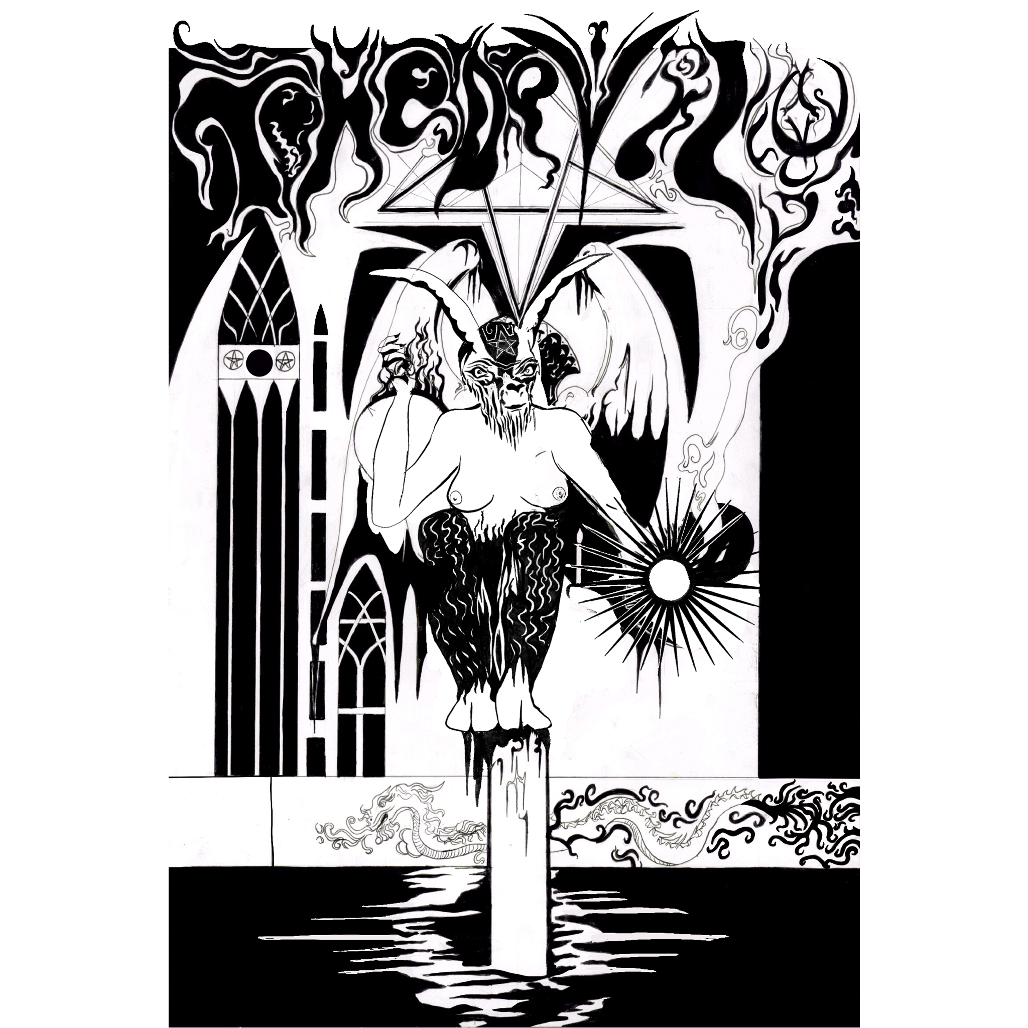 The Devil - Tarot inspired Gothic pen and ink art print