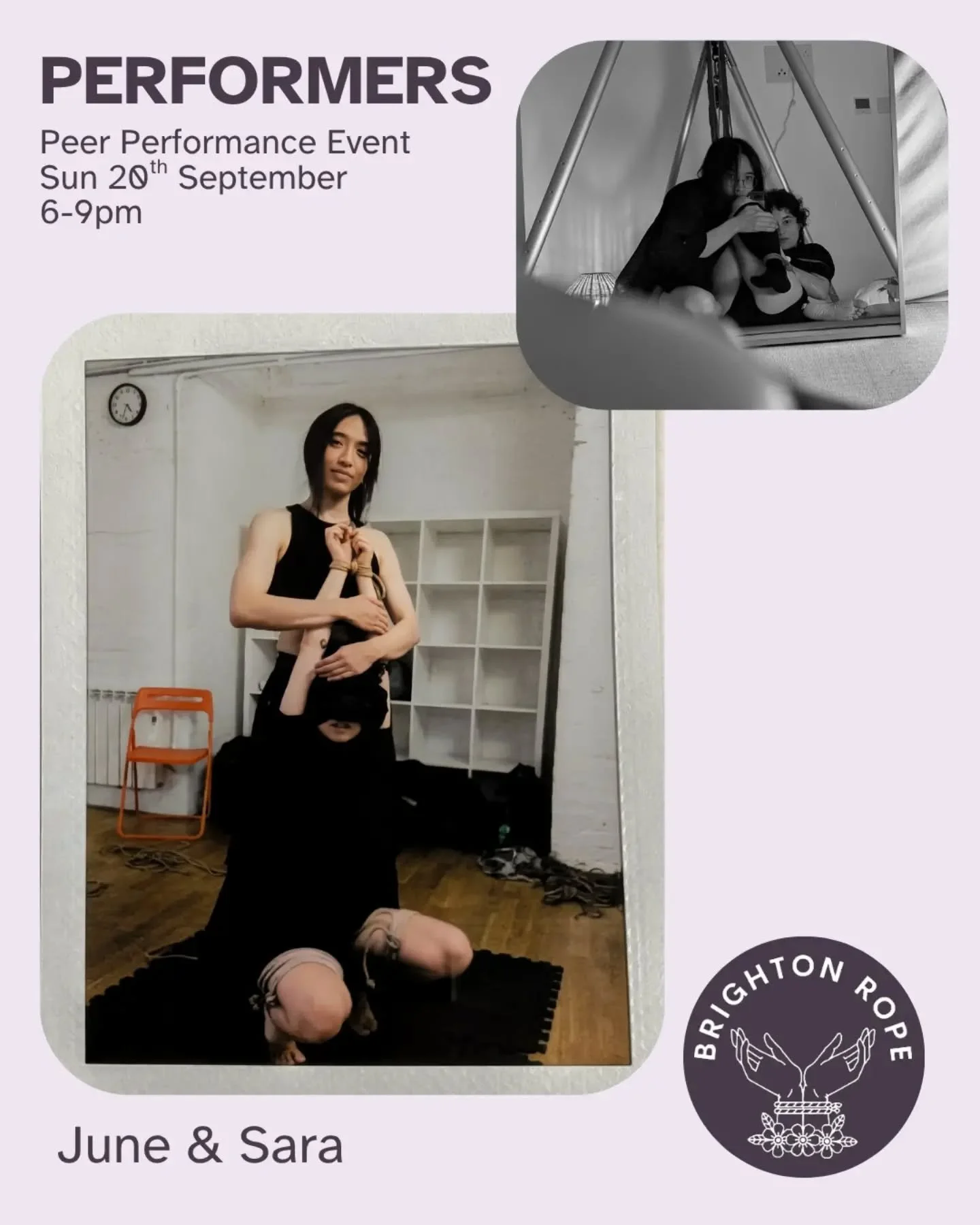 Completing our performers lineup for our peer performance event are two of our amazing students, @june.rope and Sara.

Sara (they/them) and June (they/she) are partners currently exploring various aspects of rope. With no strict top/bottom dynamic, t