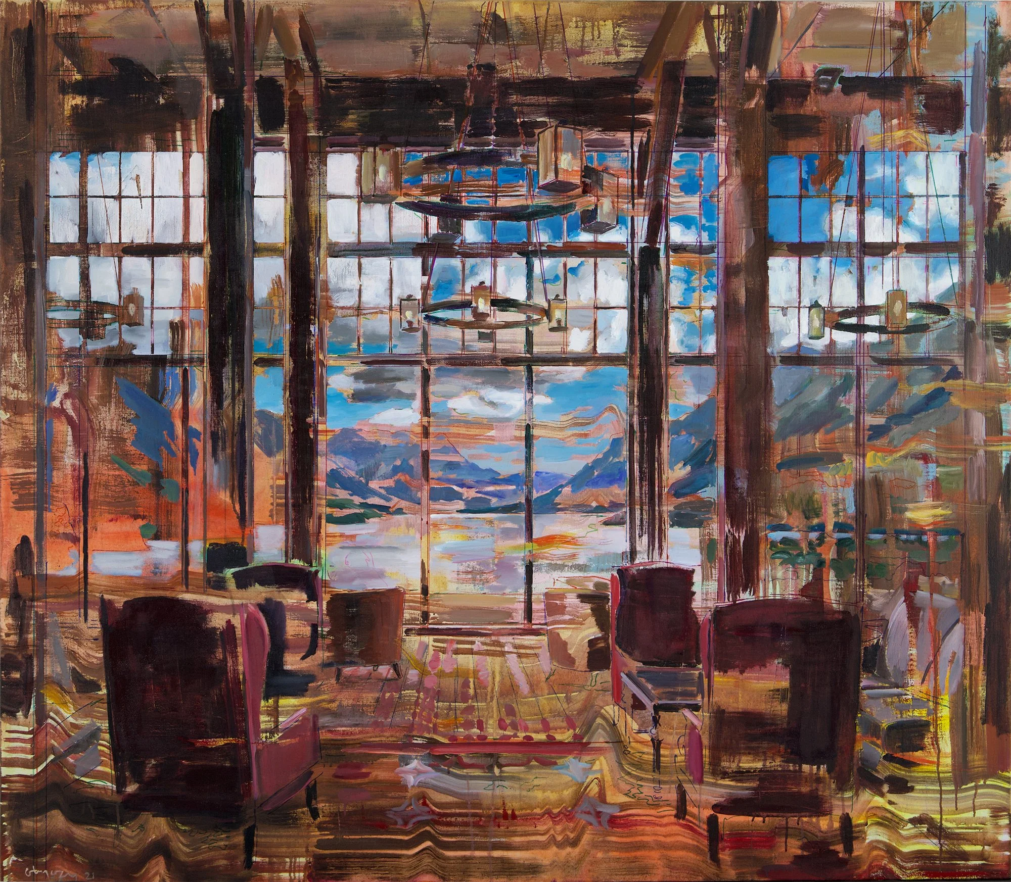 Lakeside lodge. 2021. 160x140 cm