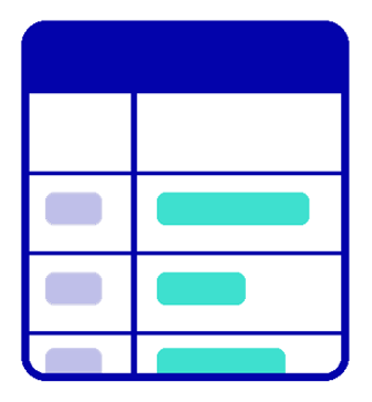 A digital timetable or schedule with rows and columns, containing blue and cyan bars indicating appointments or events.
