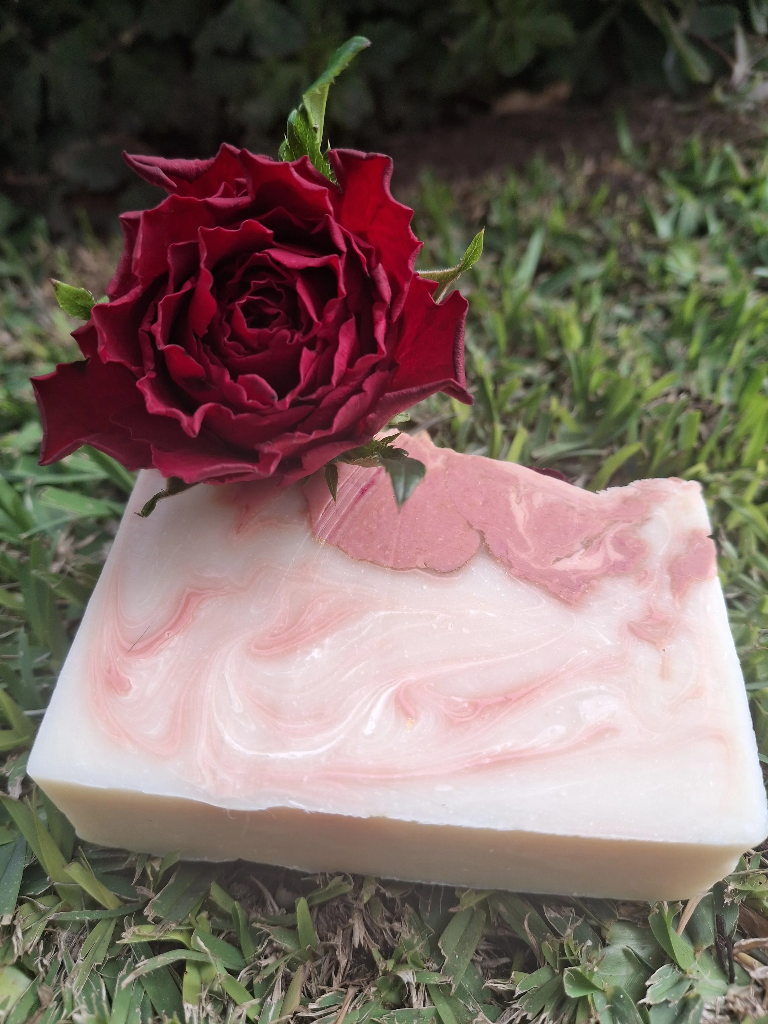 Handmade Velvet Bloom rose tallow soap from Tallow Me Softly in Yanchep, Western Australia.