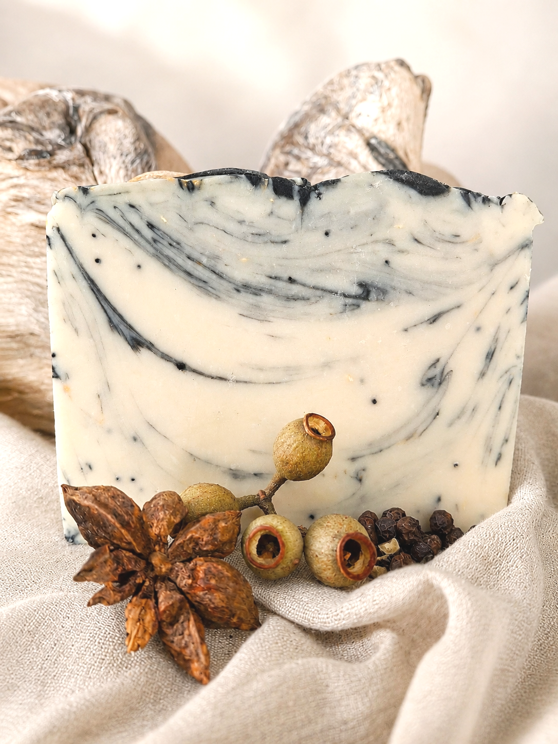 Handcrafted Kashmir Woods tallow soap with a warm, rich woody fragrance and creamy artisan finish.