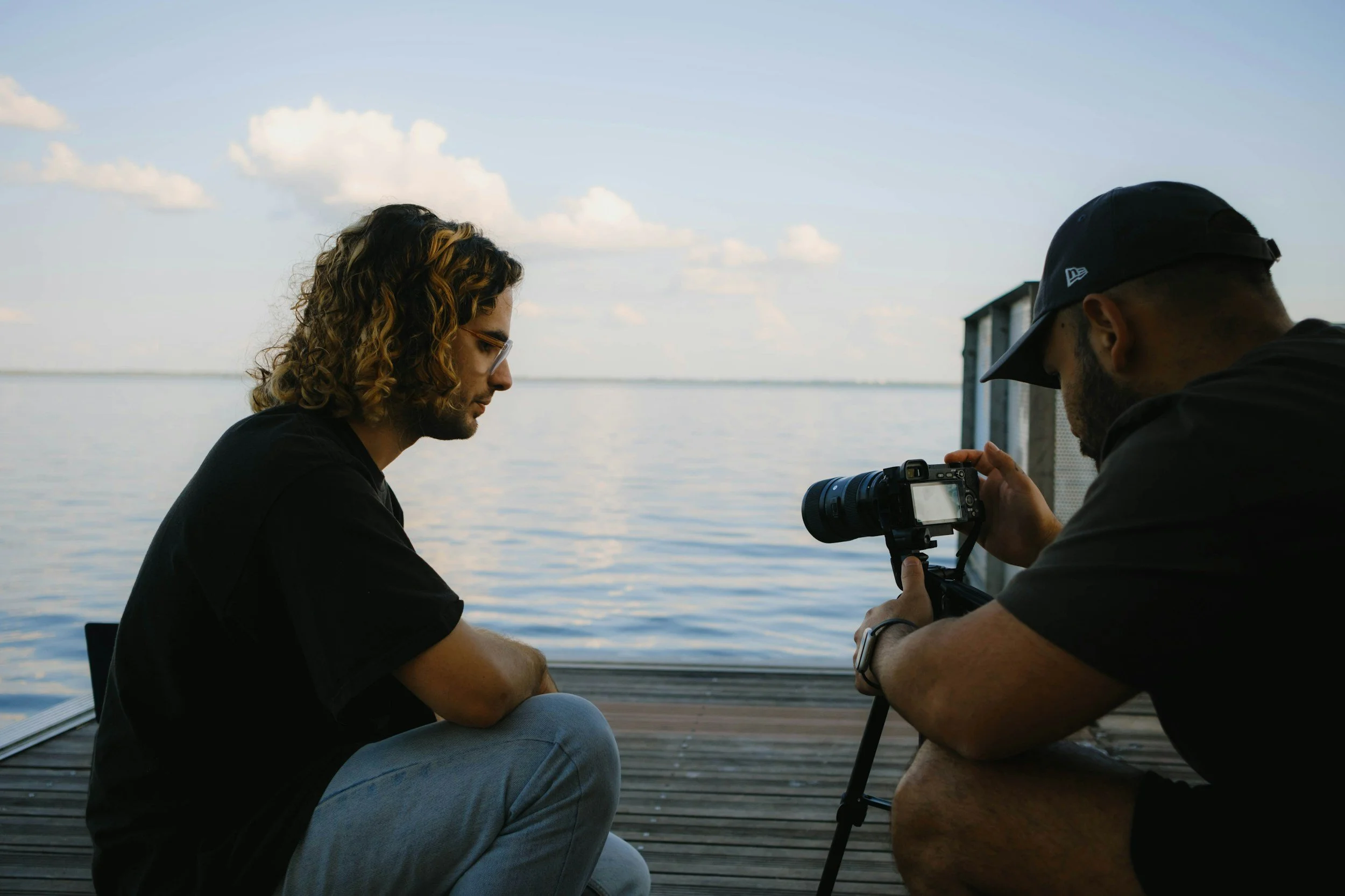 Filming by the ocean
