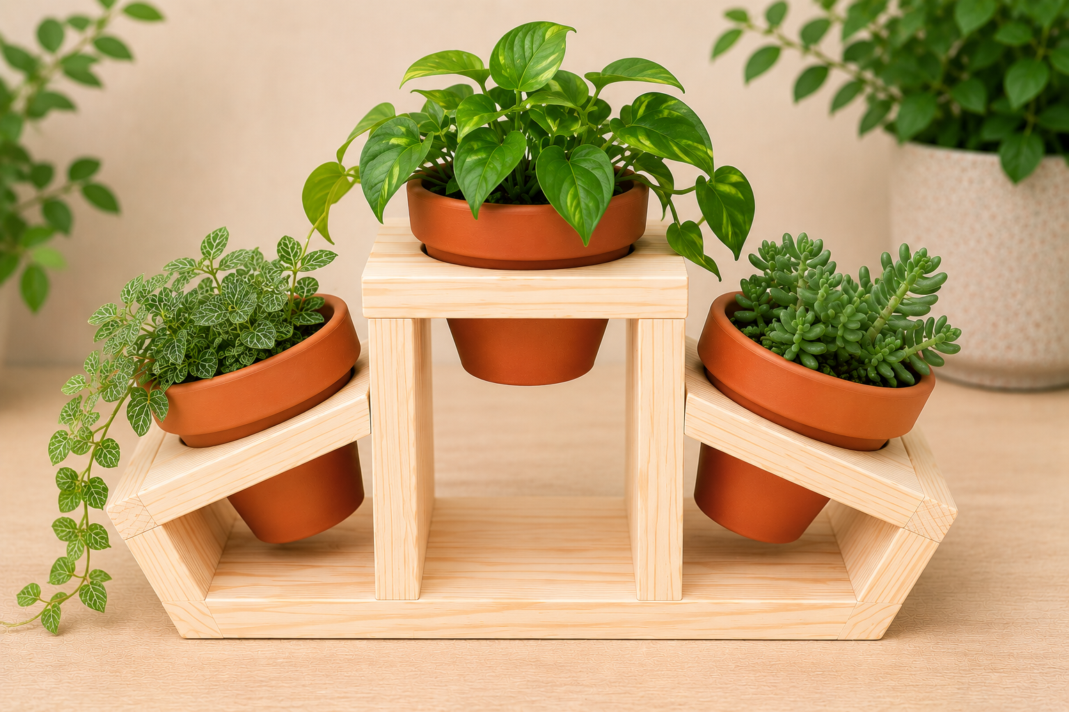 The Rustic Trio Planter Stand