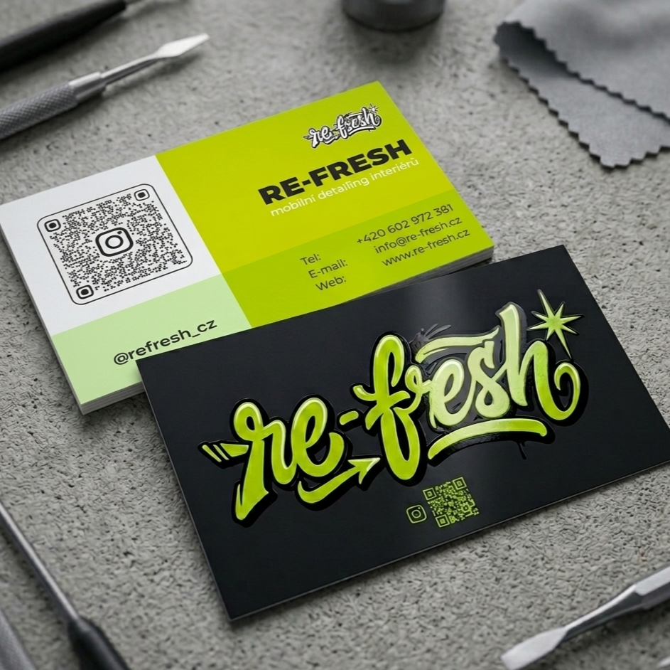 Vizitky a logo re-fresh - mobilní detailing interiérů aut.