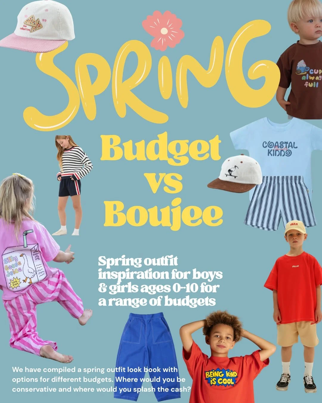 👋 We&rsquo;re back with another round of Budget vs Boujee 🤍 

🧢A focus on Spring outfits for boys &amp; girls ages 0-10! Most outfits are 100% cotton with the odd exception 😍 

💸Two price ranges for each category, where would you spend a little 