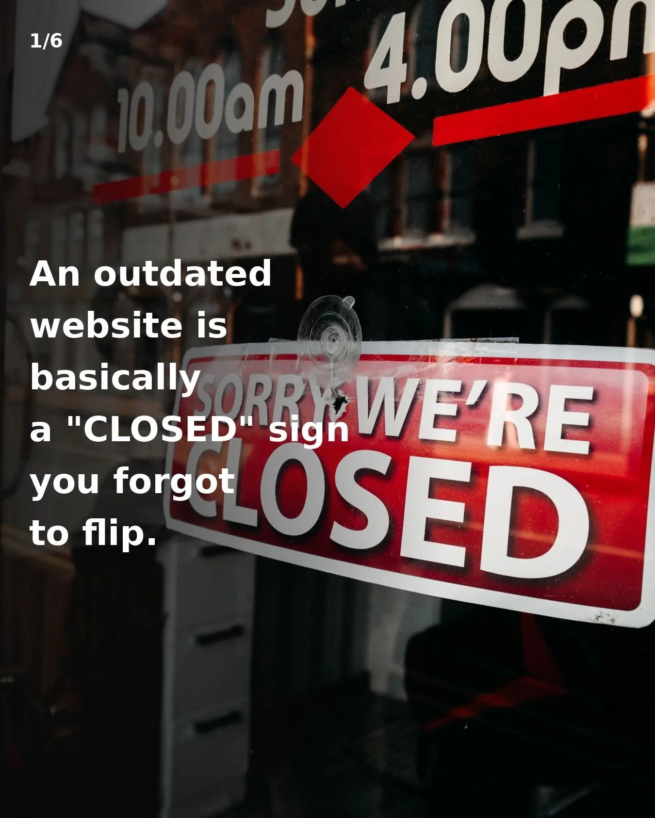 Signs your website is basically closed 🚪

#smallbusinesstips #websitetips #businessgrowth #digitalmarketing #onlinepresence