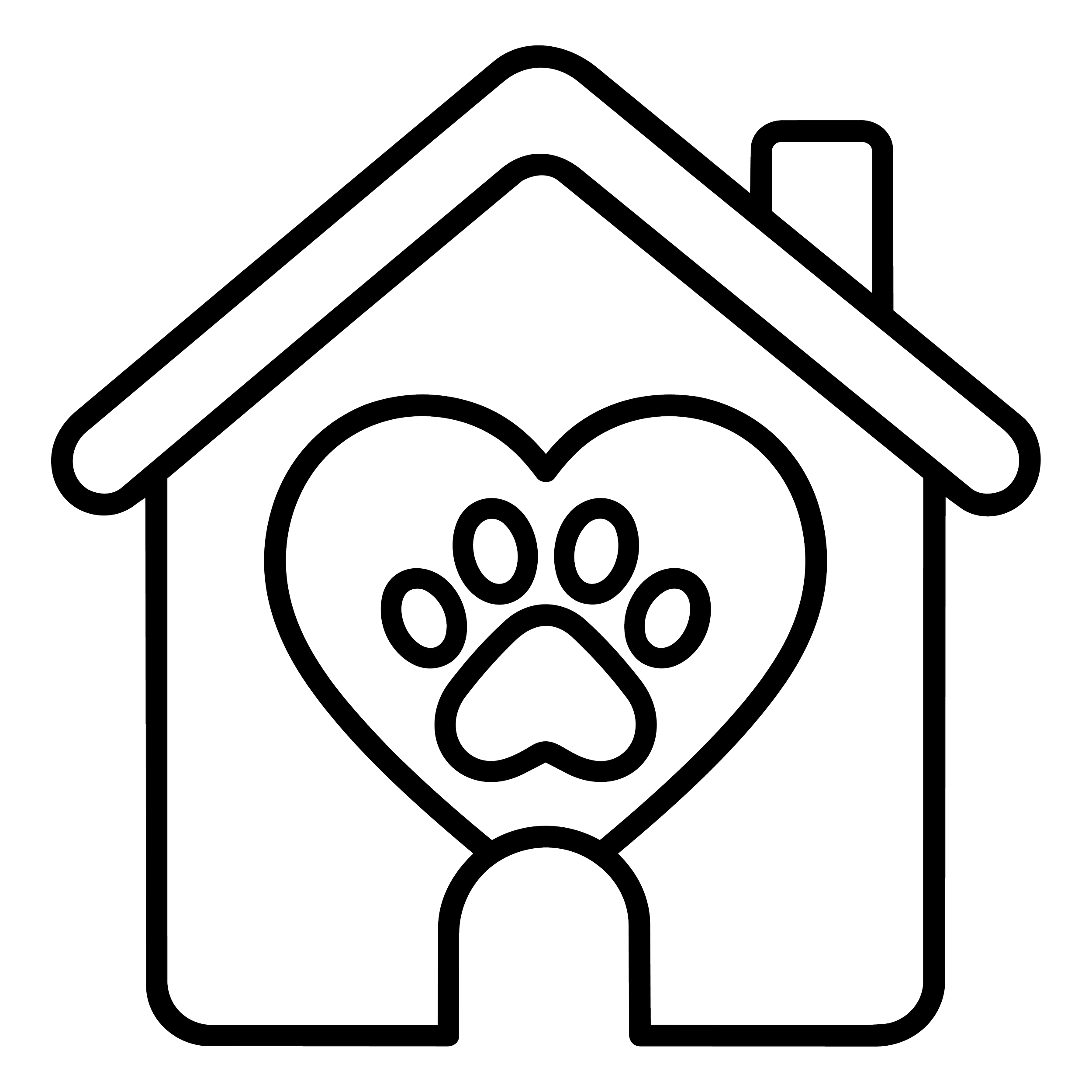 House with a paw and heart representing a welcoming environment for dogs.