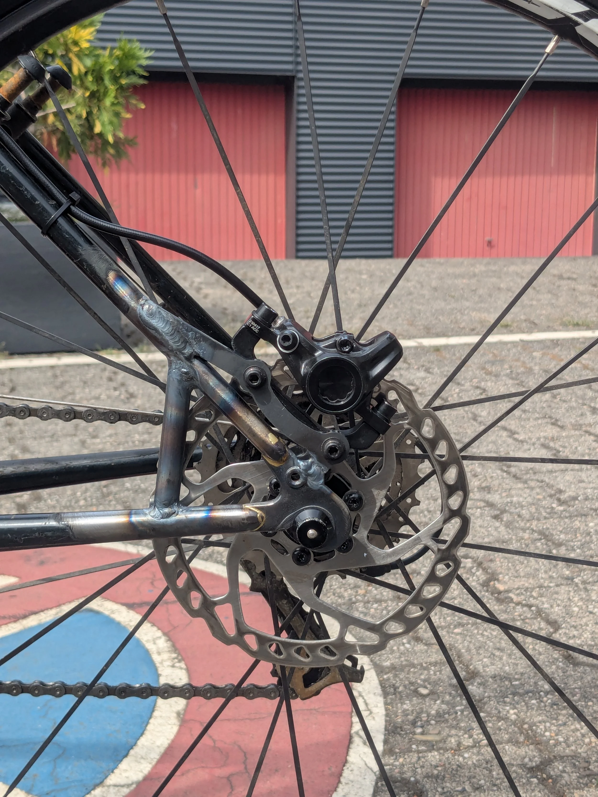 disc brake conversion close up
