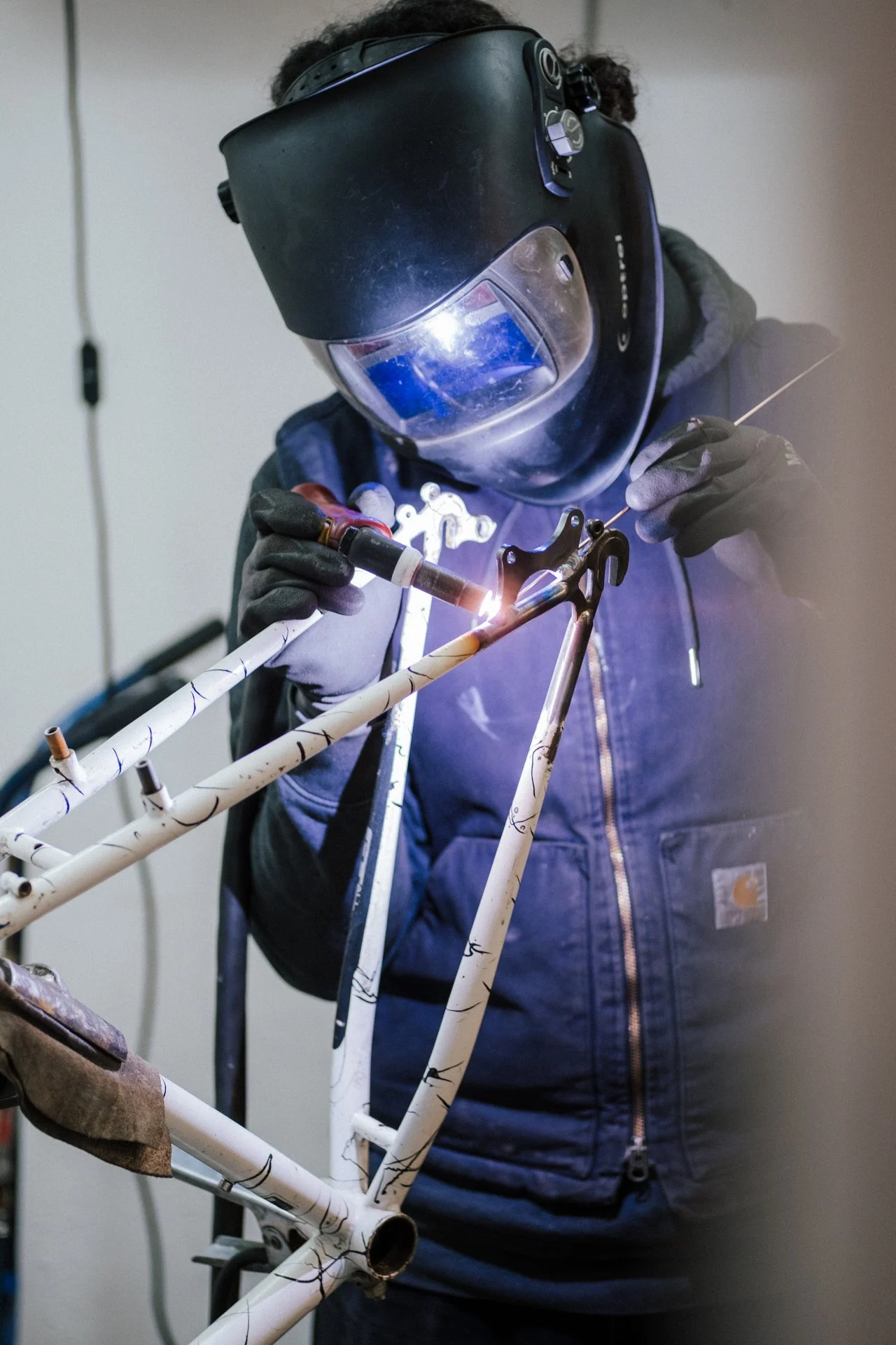 welding disc brake tab onto retro mtb frame disc nachrüstung