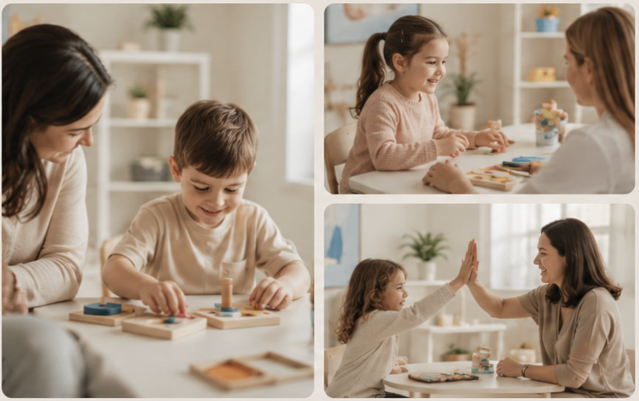 A woman and a young girl playing a tabletop board game together in a cozy, well-lit room with plants and shelving.