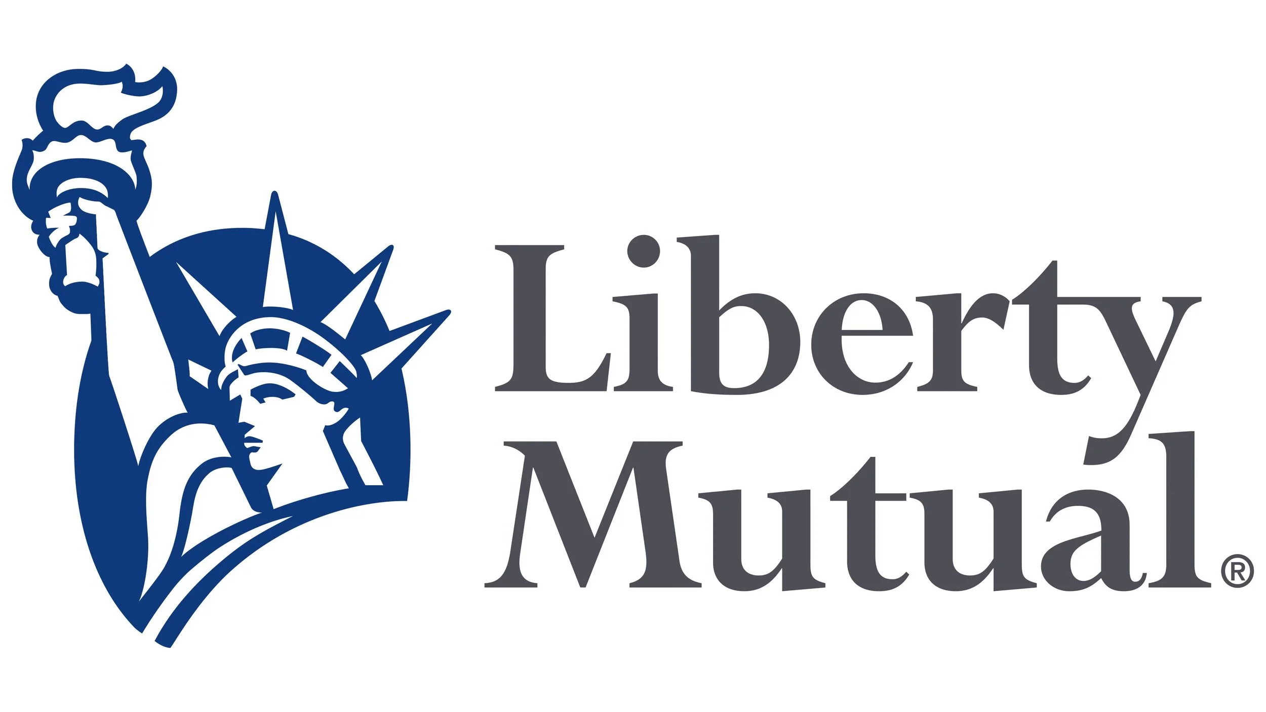 The logo of Liberty Mutual Insurance featuring the Statue of Liberty's head in blue to the left and the words 'Liberty Mutual' in gray to the right.