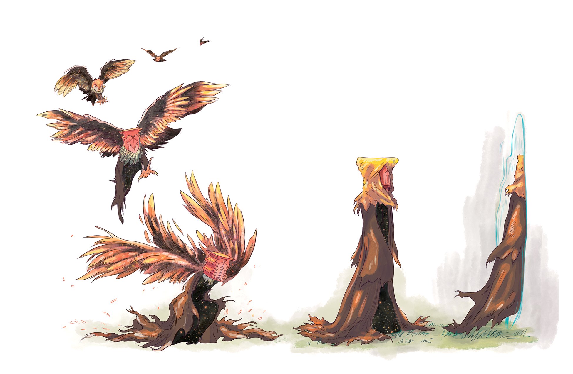 Doorkeeper arrives as an owl before transforming into his celestial form and walking through a portal into a prehistoric world where time has stopped.