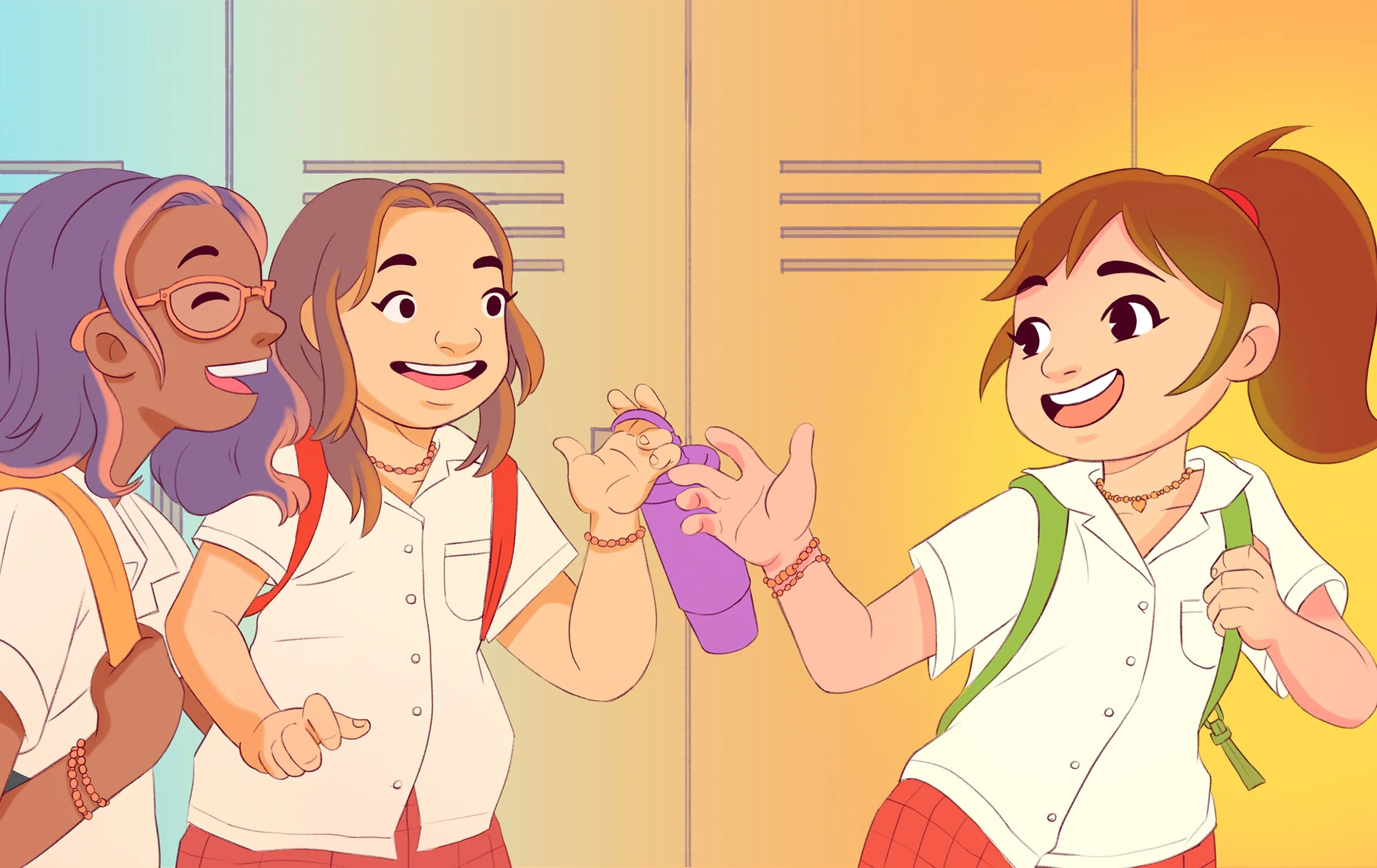 Confident young girl making friends and enjoying a vibrant school life on her own.