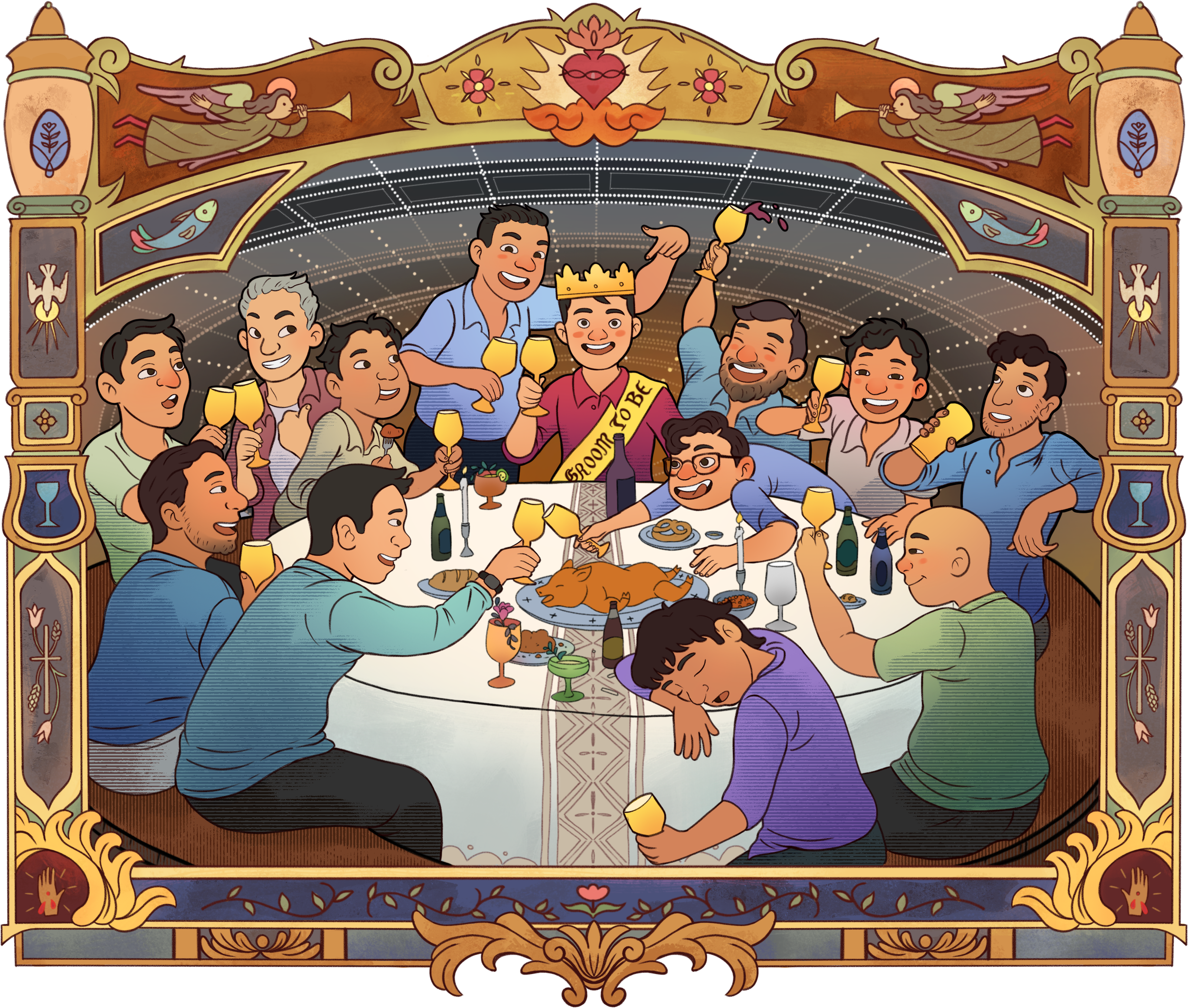 A Filipino Bachelor Party | Editorial Illustration