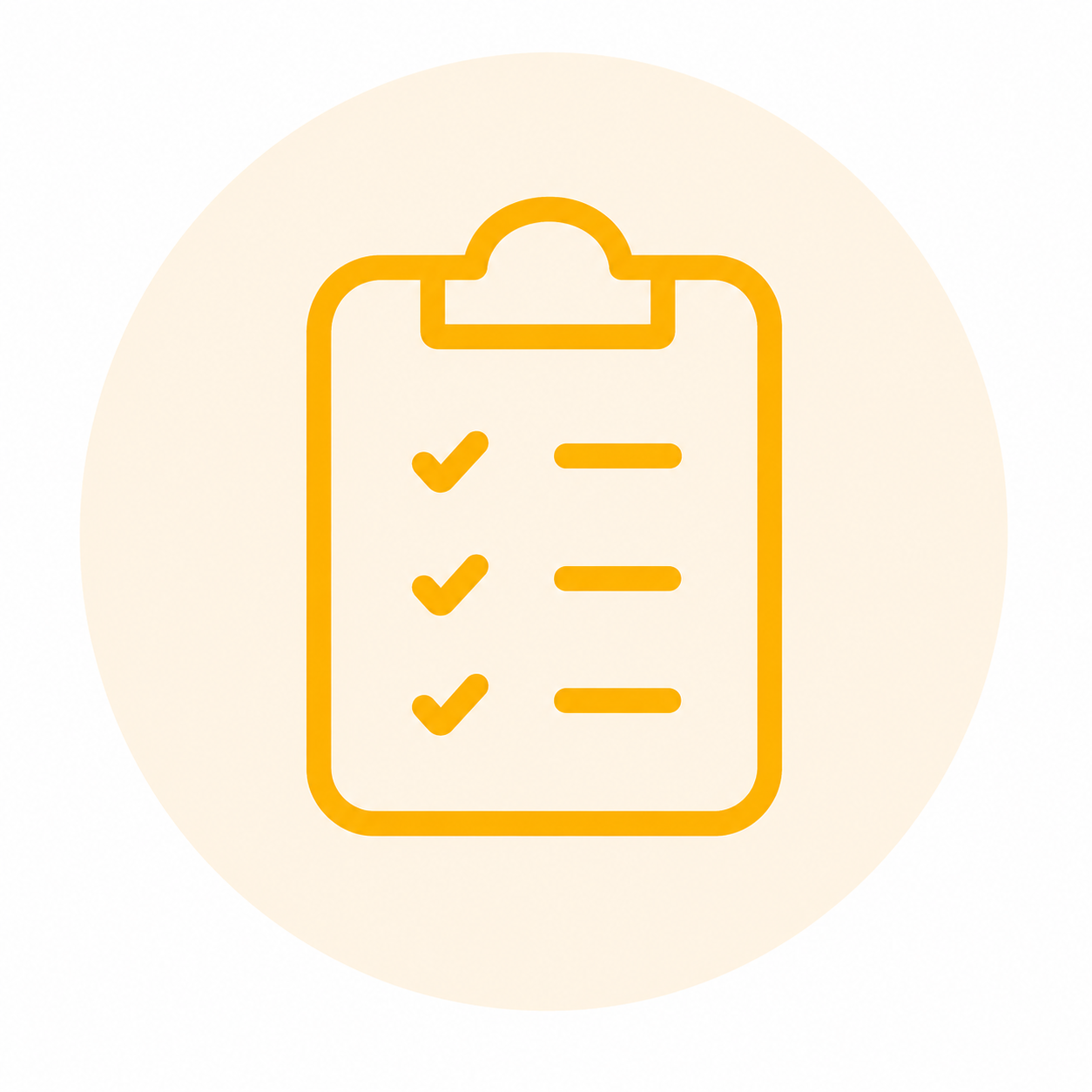 Outline of a clipboard with a checklist containing three checked items.