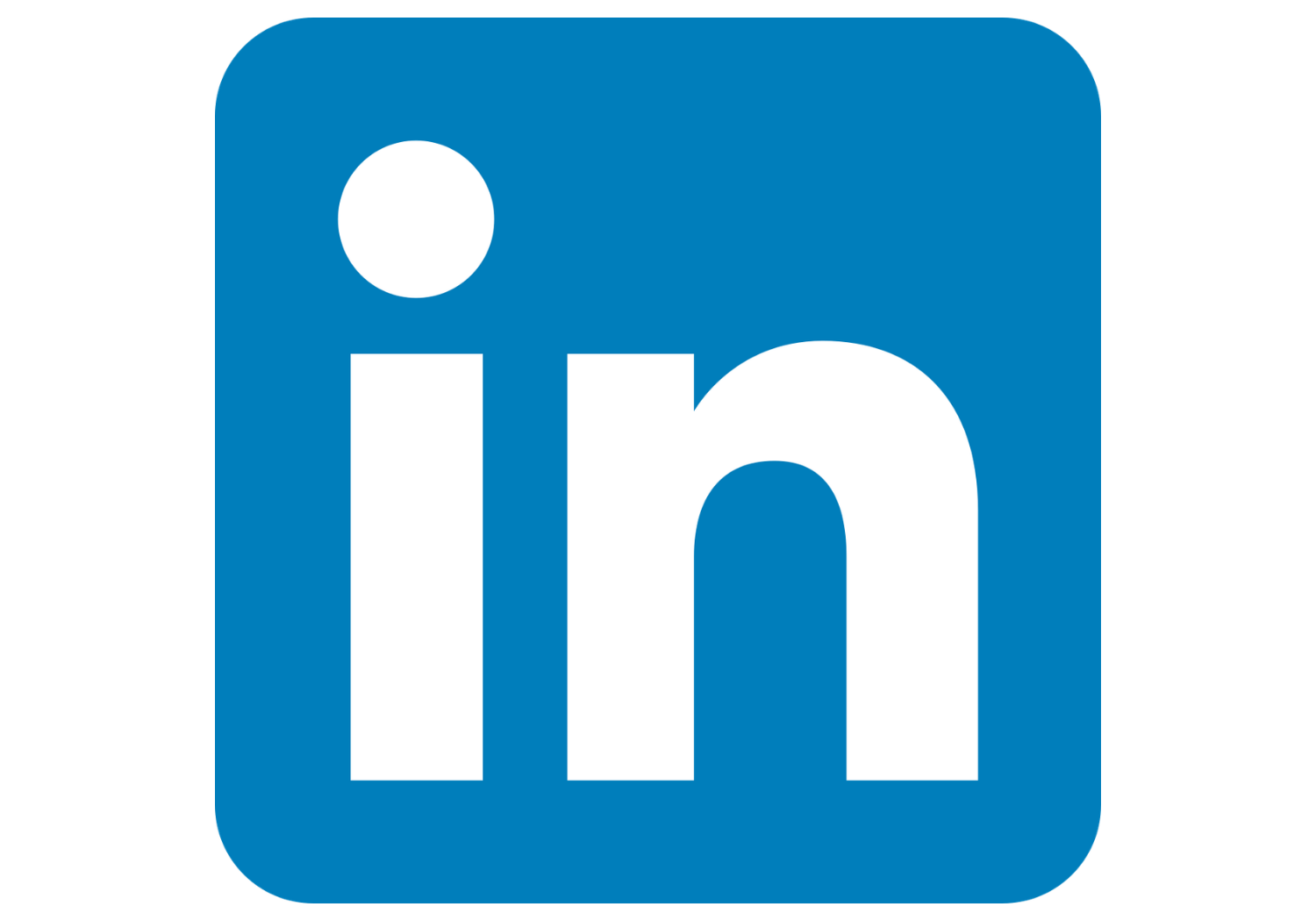 LinkedIn logo with white lowercase 'in' on a blue squared background.