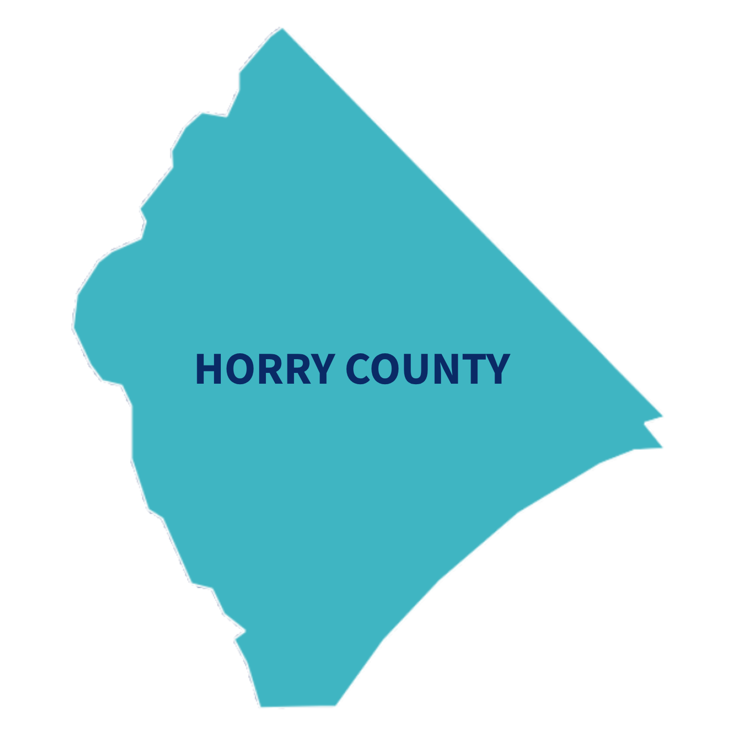 Outline map of Horry County, South Carolina.