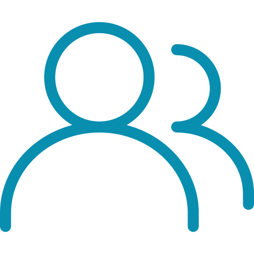 Icon of two people, representing a contact or user group.