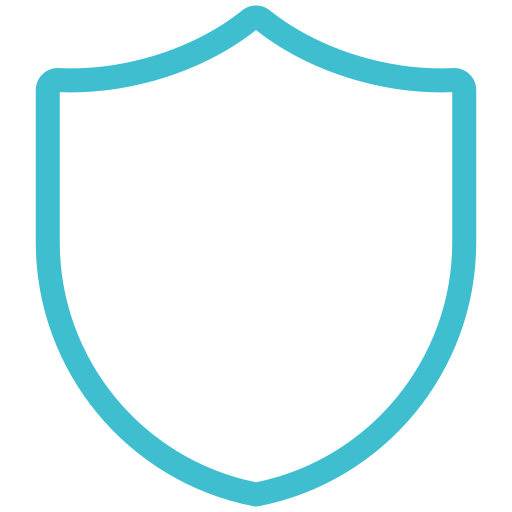 A blue shield icon with a black background.