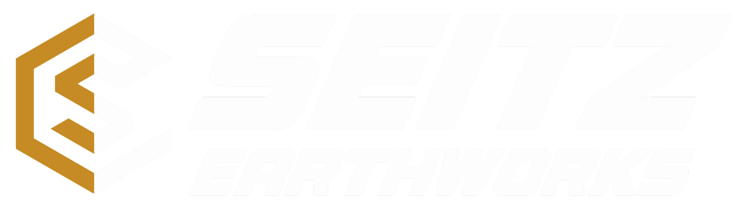 Logo for Geotech Earthworks with a hexagonal shape and stylized text.