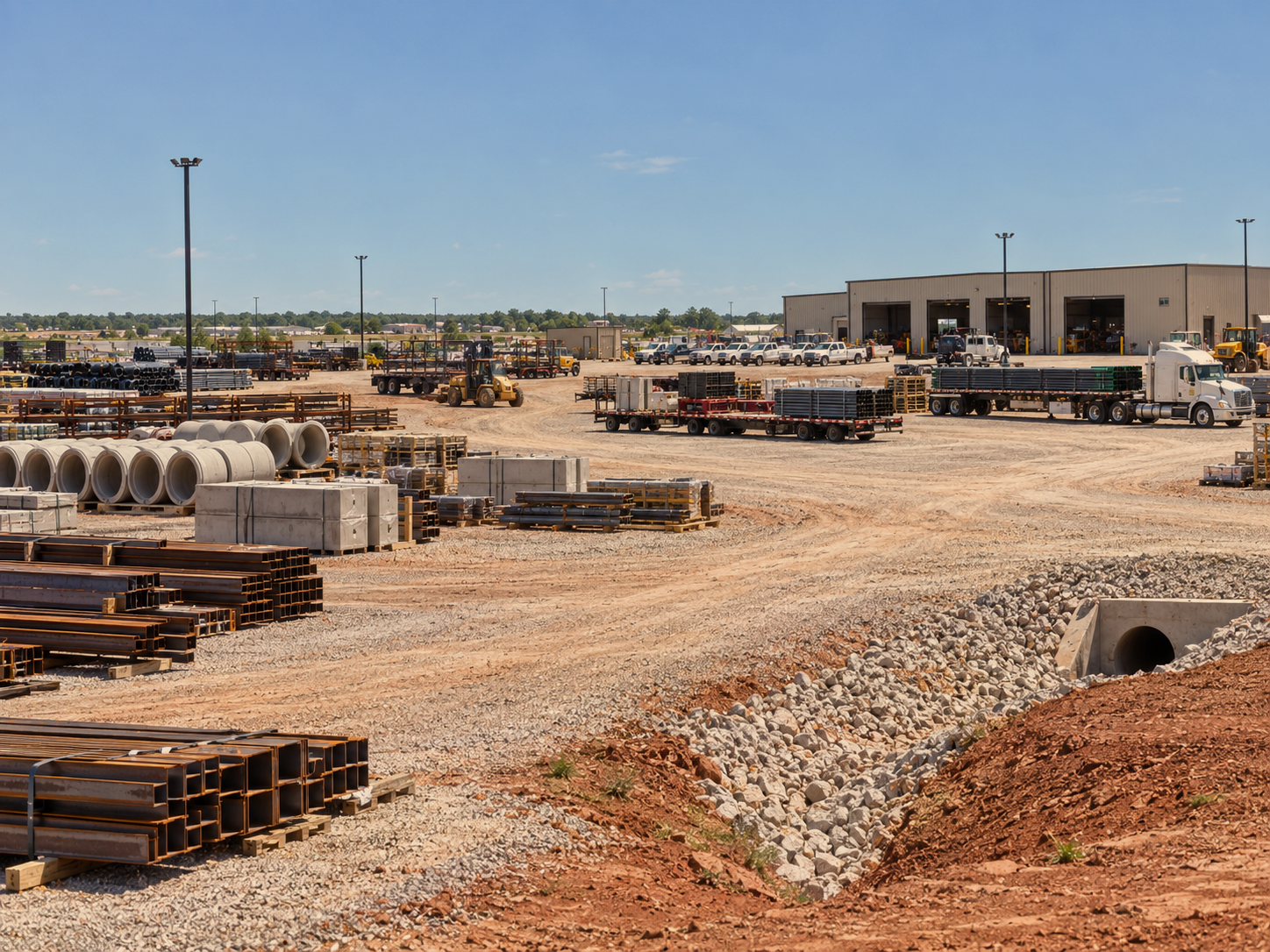 Equipment and construction yard in Oklahoma.